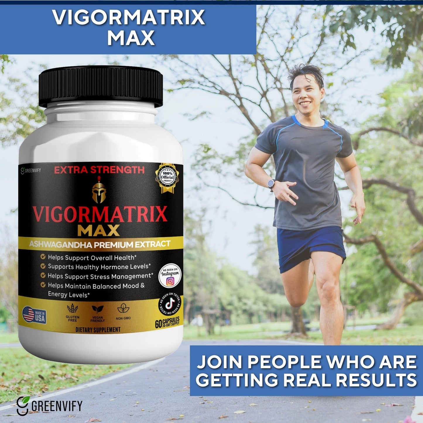 GREENVIFY Vigormatrix Max Ashwagandha Premium Extract, 60 Capsules