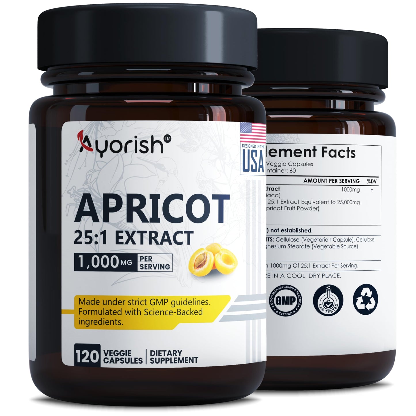 Ayorish Apricot Extract 25:1, 500 mg per Capsule, 120 Capsules