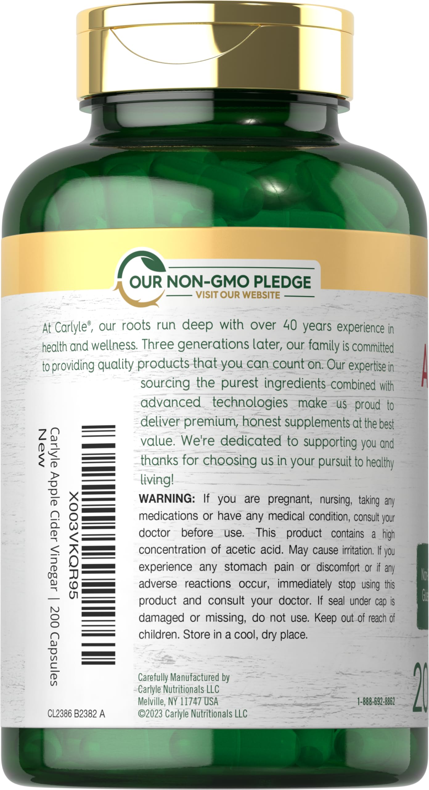 Carlyle Apple Cider Vinegar Capsules 200-count