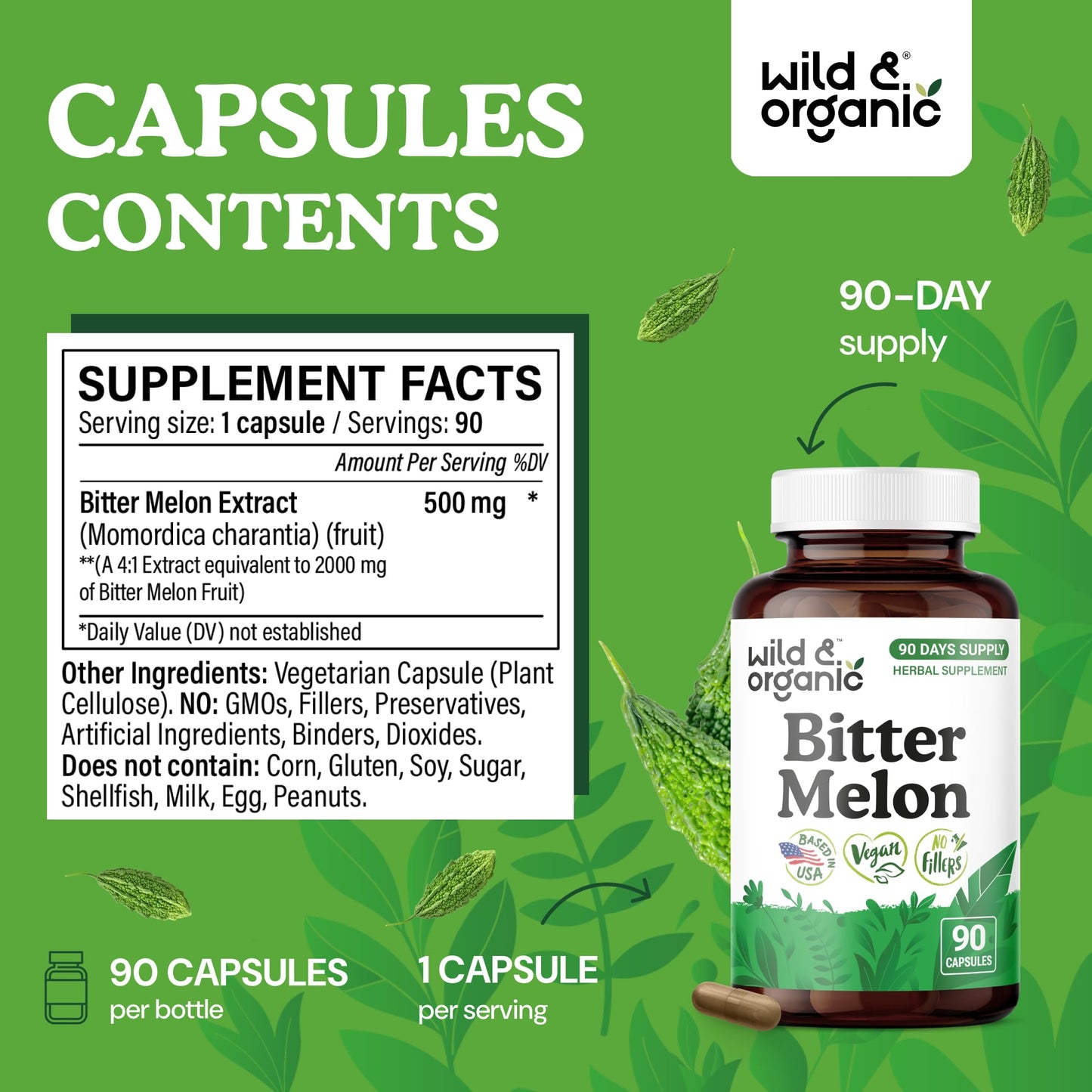 Wild & Organic Bitter Melon Capsules 90 Count