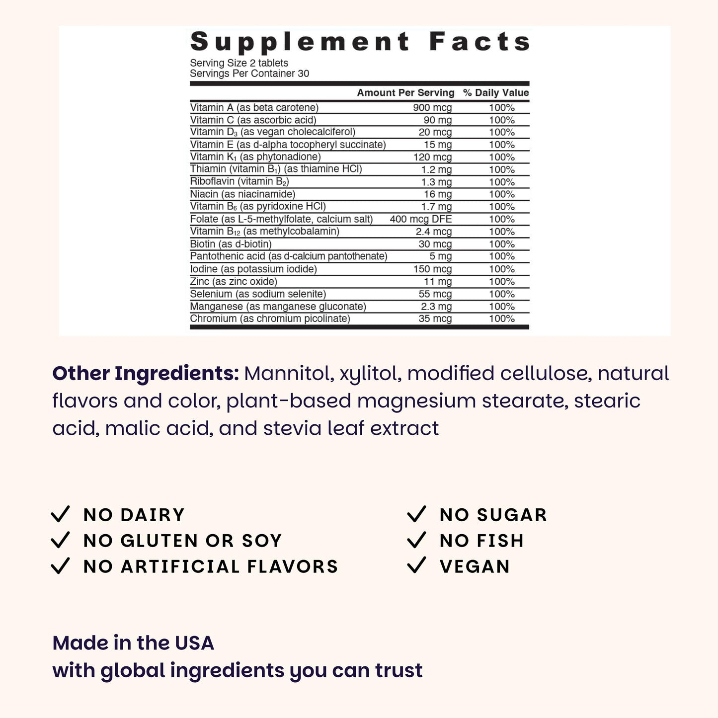 EZ Melts Multivitamin Without Iron Tablet 60 Count