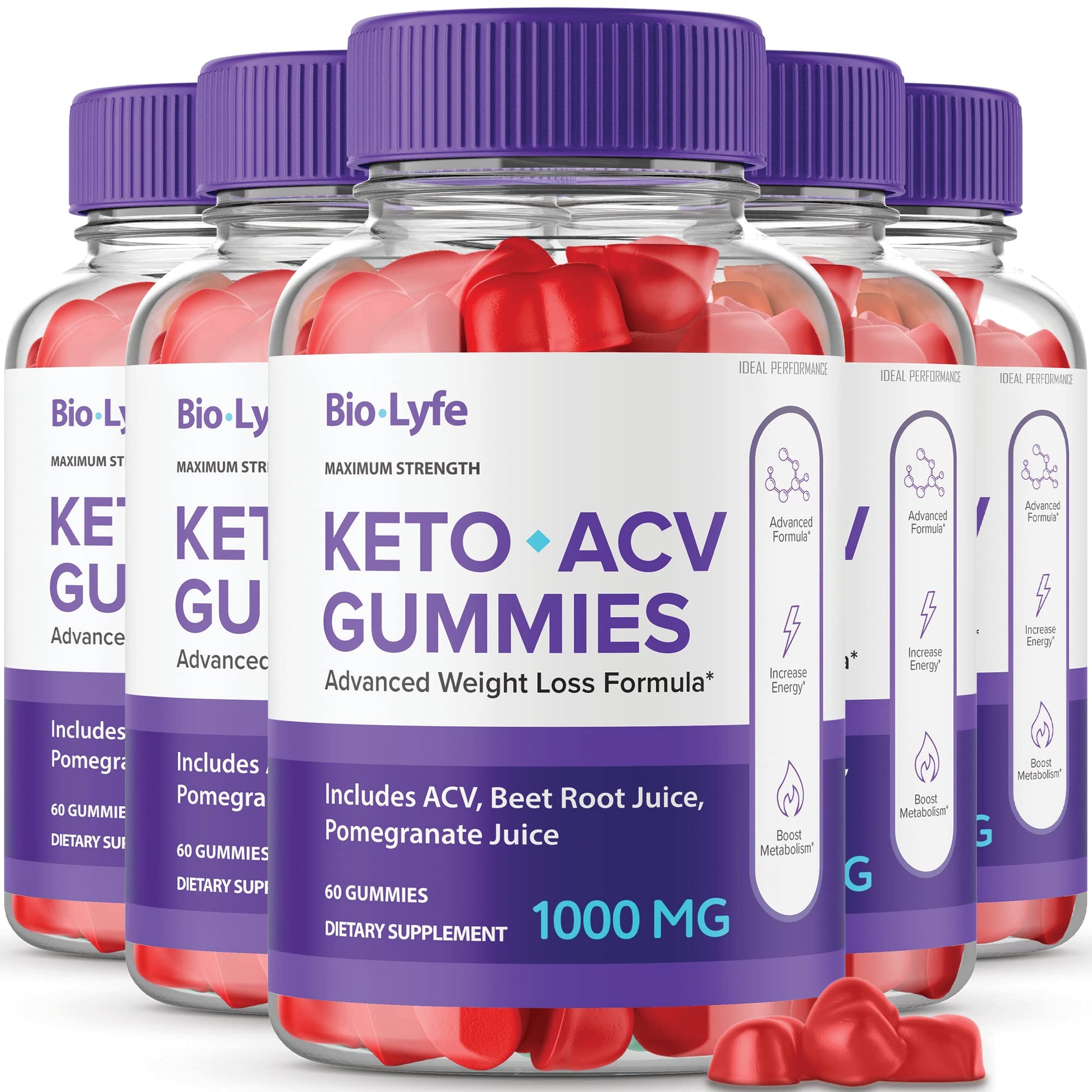 IDEAL PERFORMANCE Biolyfe Keto+ Gummies ACV Keto Supplement Gummy 300 Count