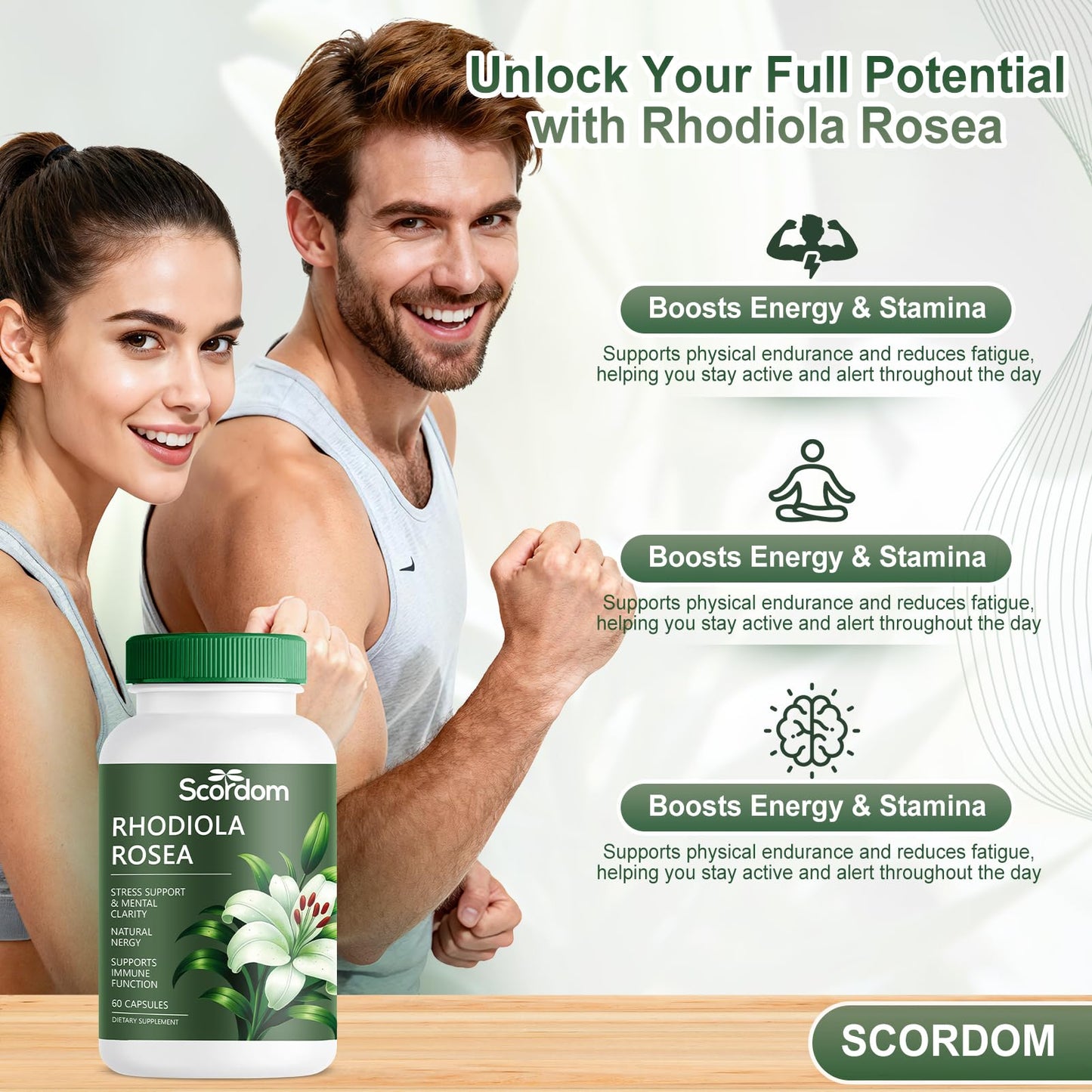 SCORDOM Rhodiola Rosea 500mg Capsule, 1 Count