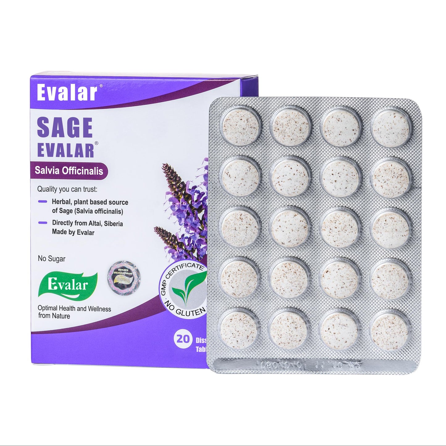 Evalar Sage Salvia officinalis Herb Dissolvable Tablets, 20