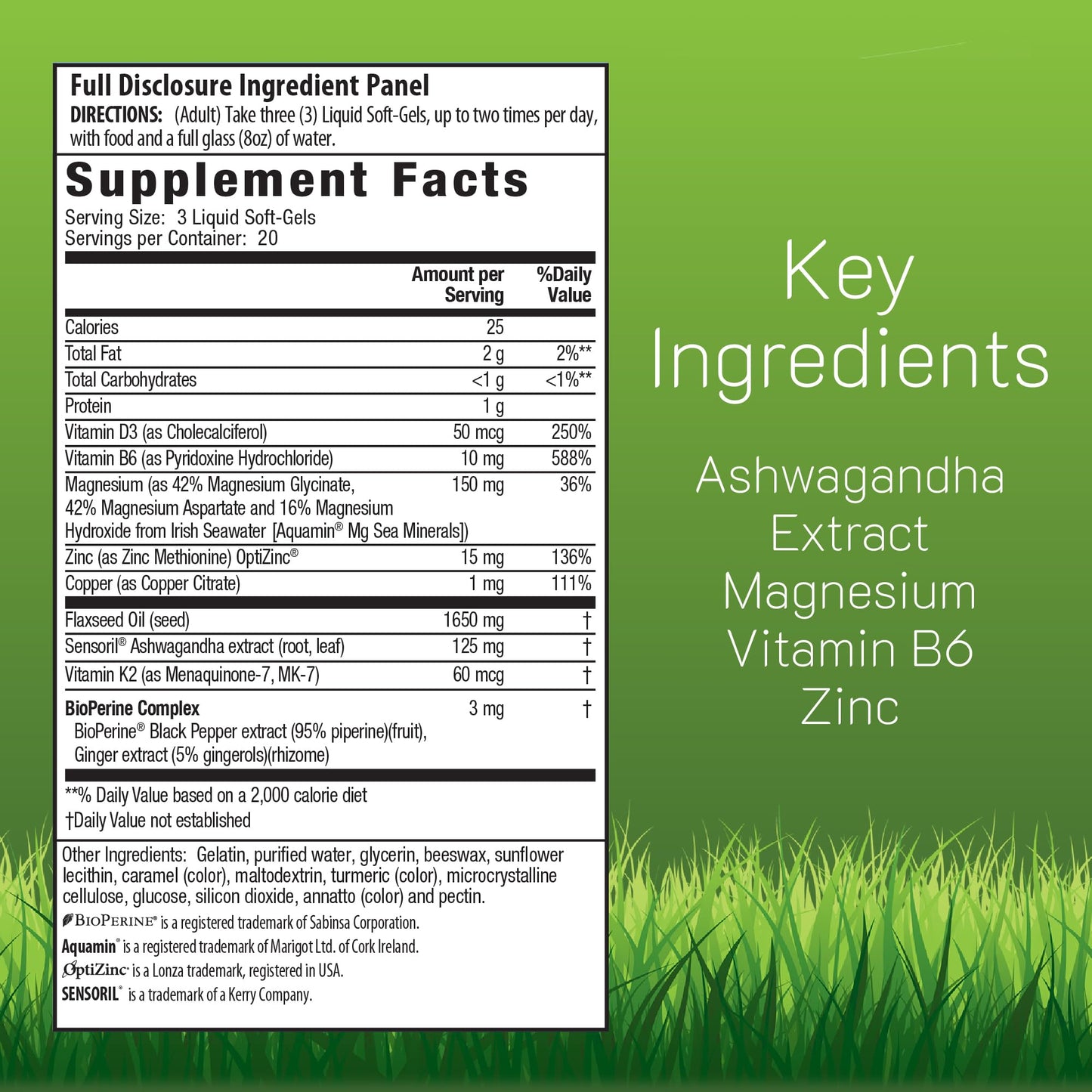 Irwin Naturals Triple Source Magnesium + Ashwagandha Softgels 120