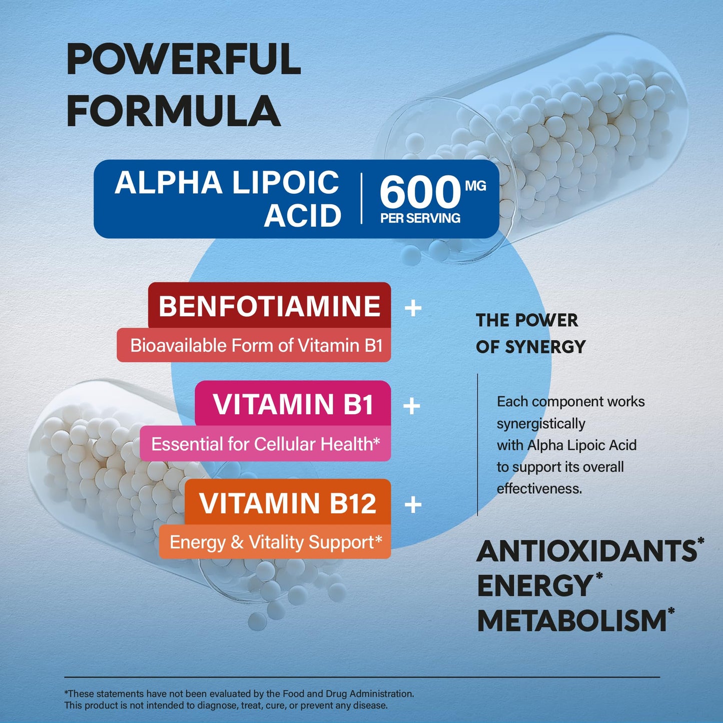 NUTRAHARMONY Alpha Lipoic Acid 600mg Capsules, 120 Count
