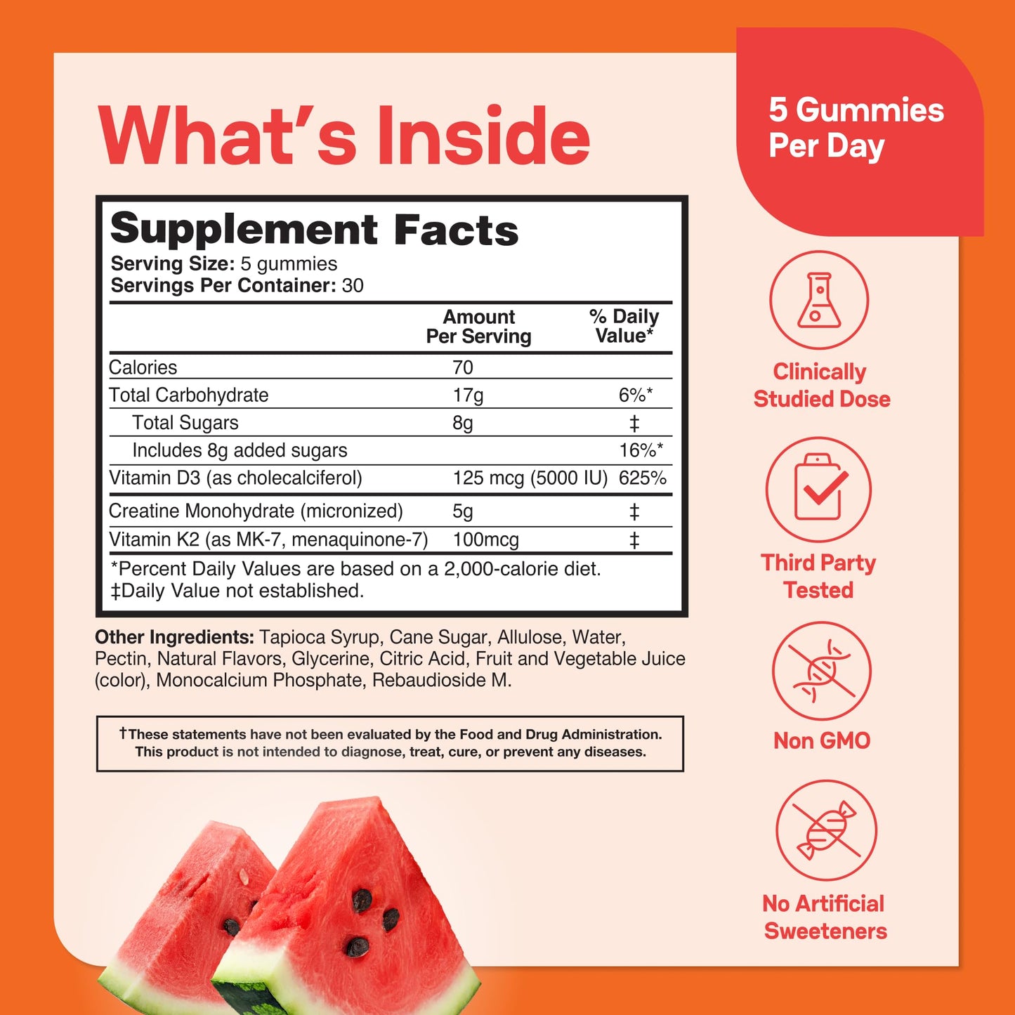 Zena Nutrition Creatine Gummies with D3 & K2, Creatine Monohydrate, 150 Gummies