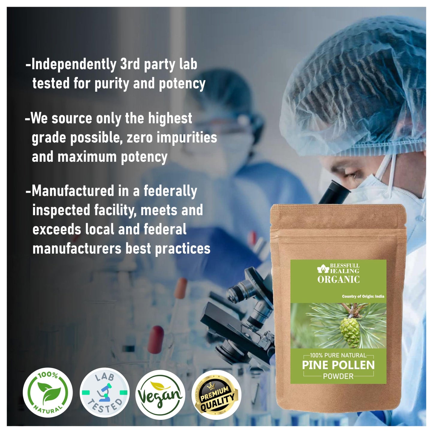 Blessfull Healing Organic Pine Pollen Powder 3.53 oz