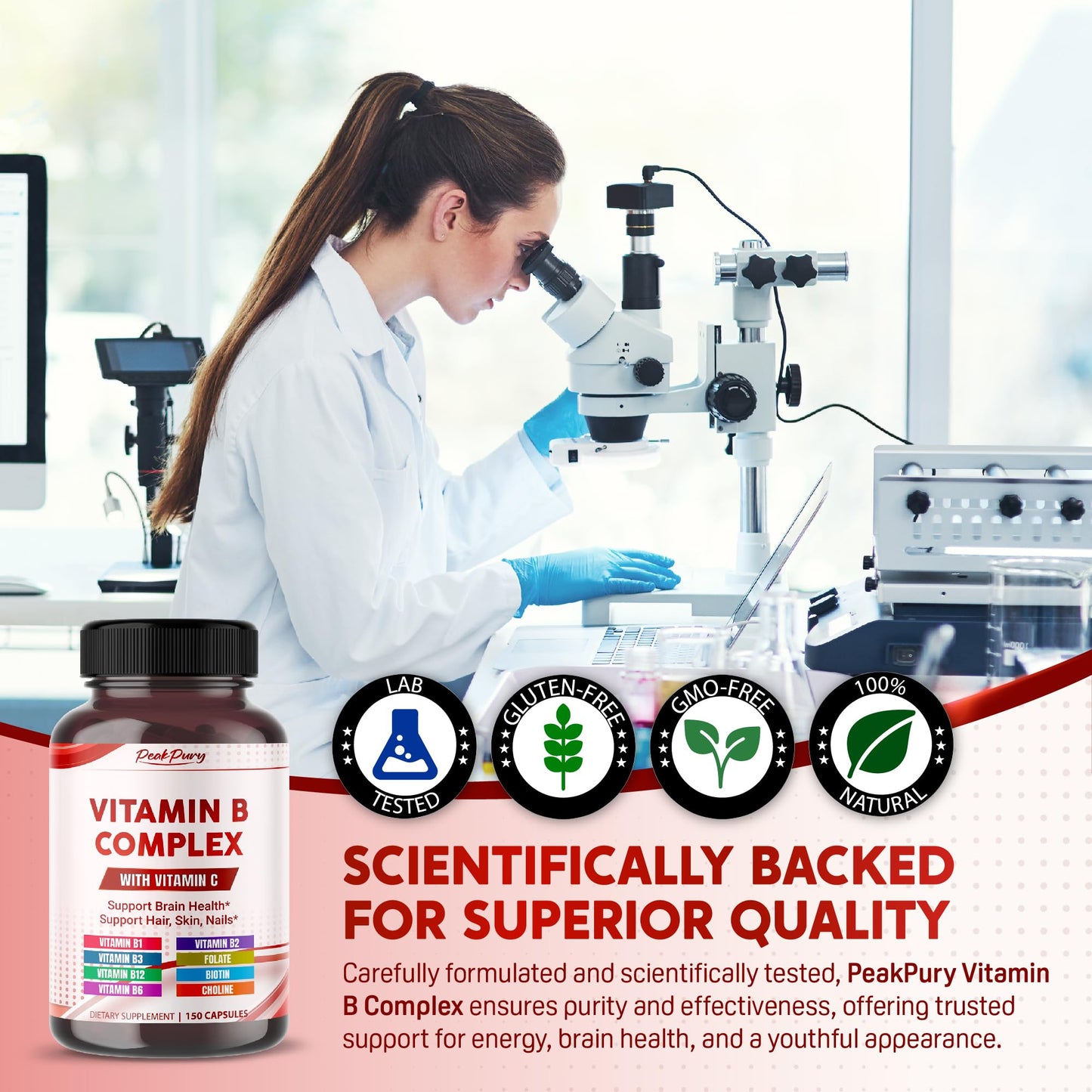 PEAKPURY Ultra Vitamin B Complex with Vitamin C Capsule, 150 Count