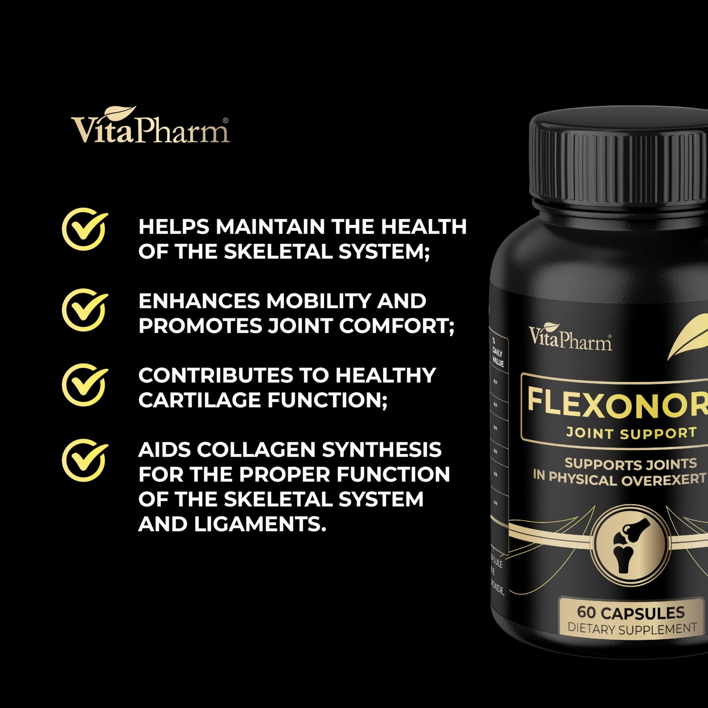 VitaPharm Flexonorm Joint Supplements for Women & Men Capsule, 60 Count