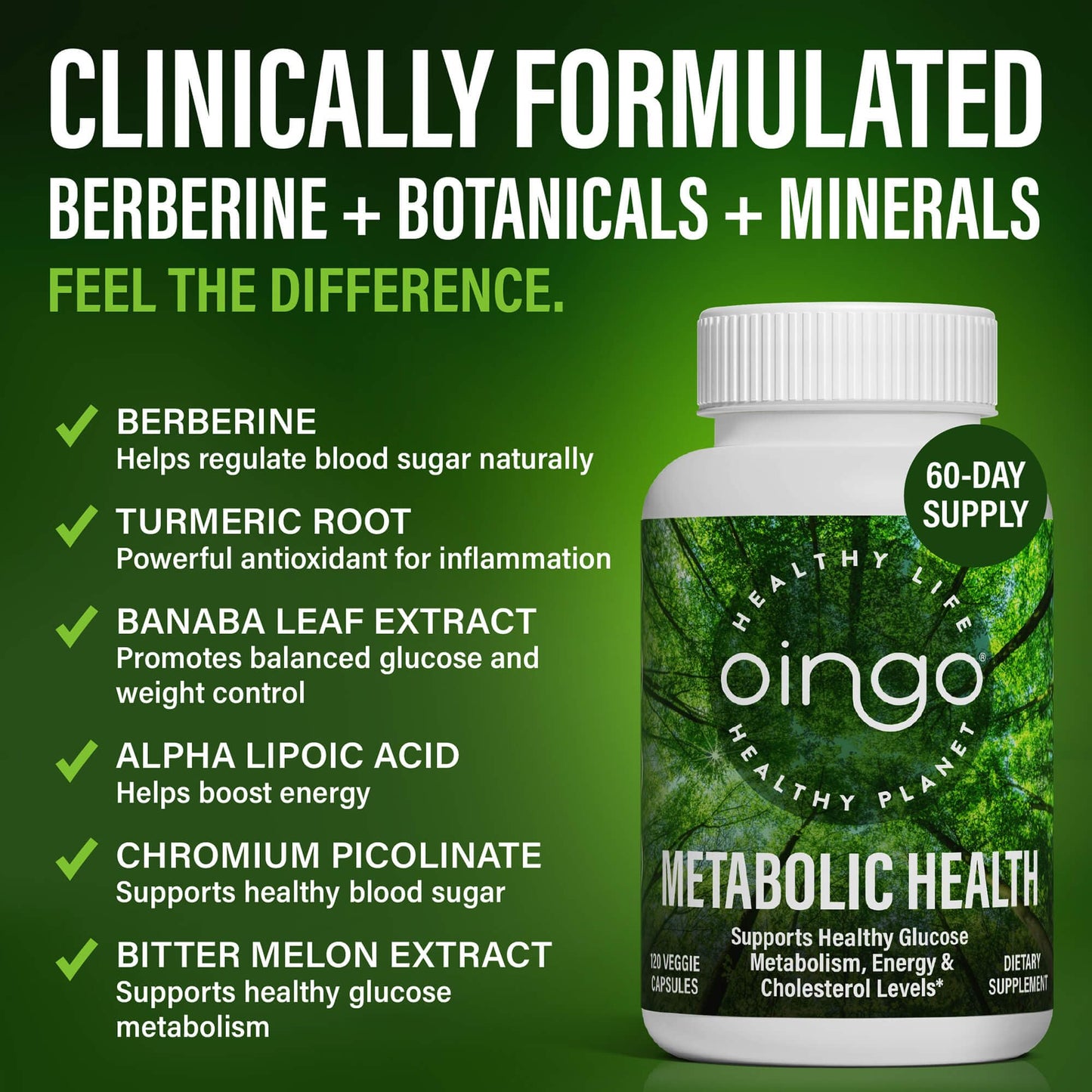Oingo Metabolic Health Supplement Capsule, 120 Count