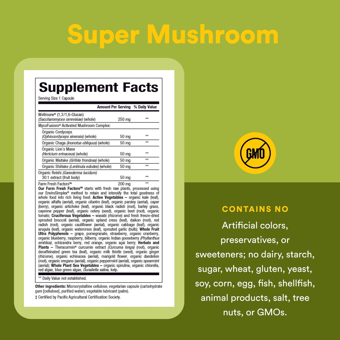 Natural Factors Whole Earth & Sea Super Mushroom Whole Food Supplement, Vegan, 60 Capsules