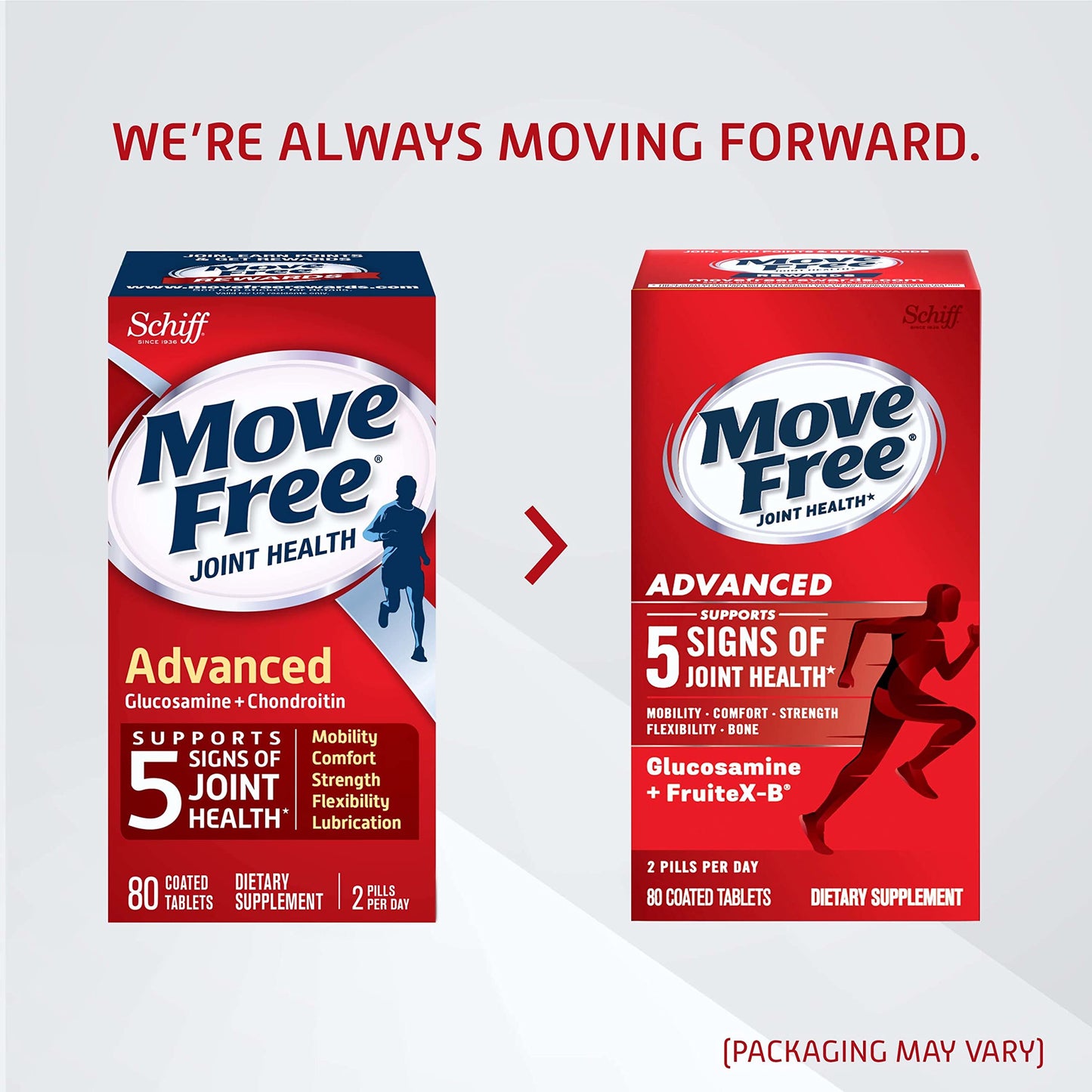 Move Free Advanced Glucosamine Chondroitin + Calcium Fructoborate Joint Support Tablet, 80 Tablets