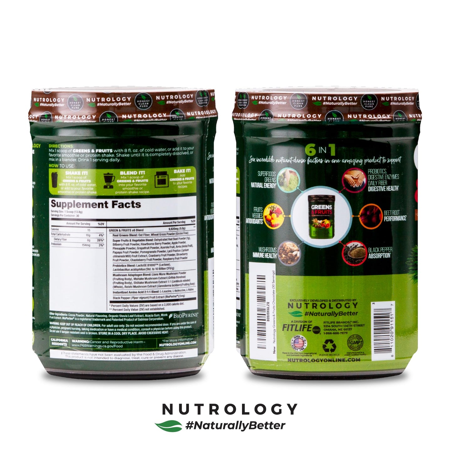 Nutrology Greens & Fruits Powder Chocolate 14.1 oz
