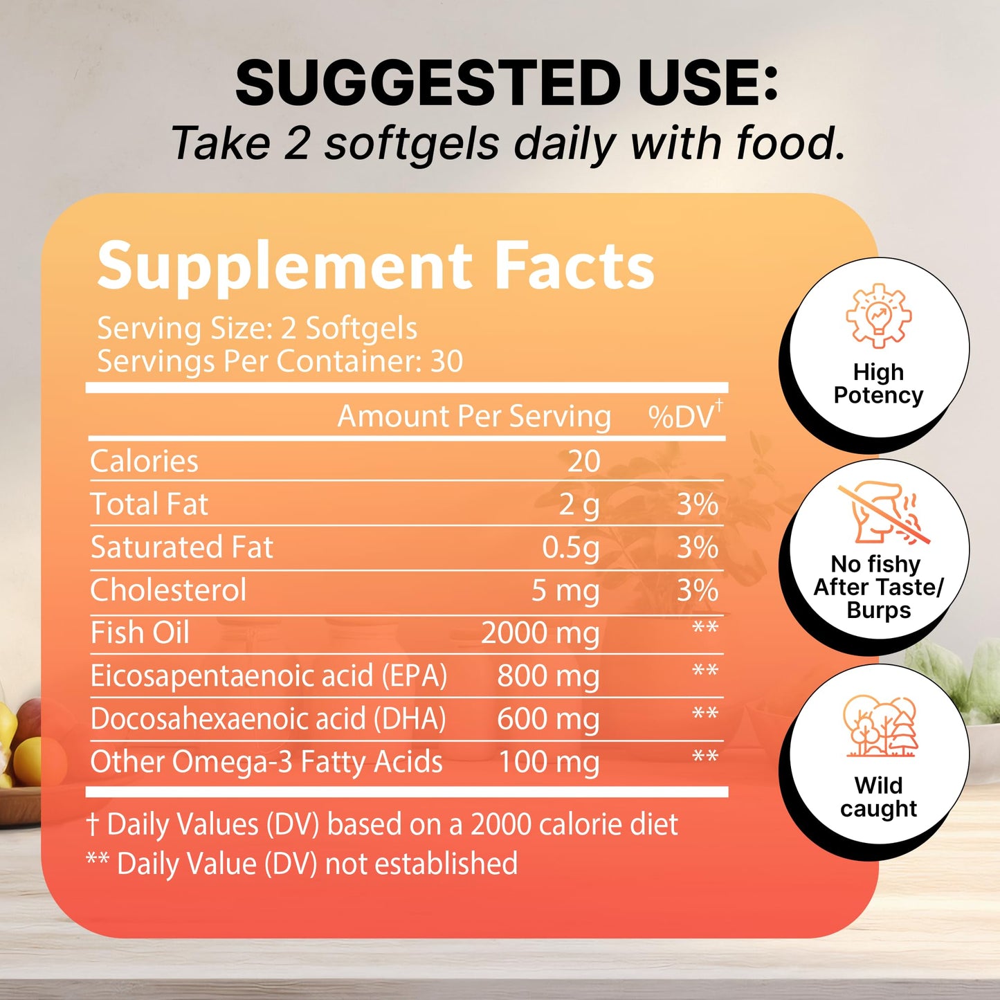 STAW Nutrition Omega 3 Fish Oil Supplement Softgels 60 Count