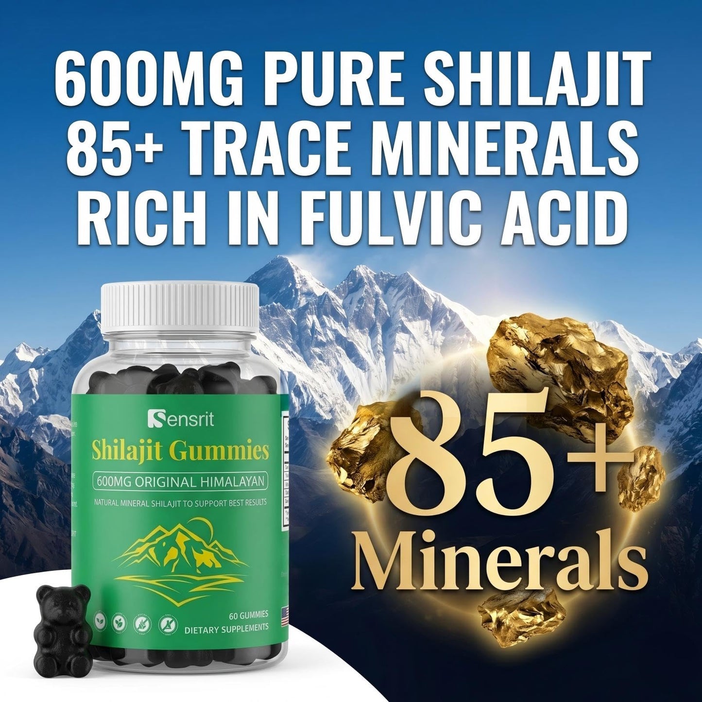 Sensrit Himalayan Shilajit Gummies 600mg, 60 Gummies
