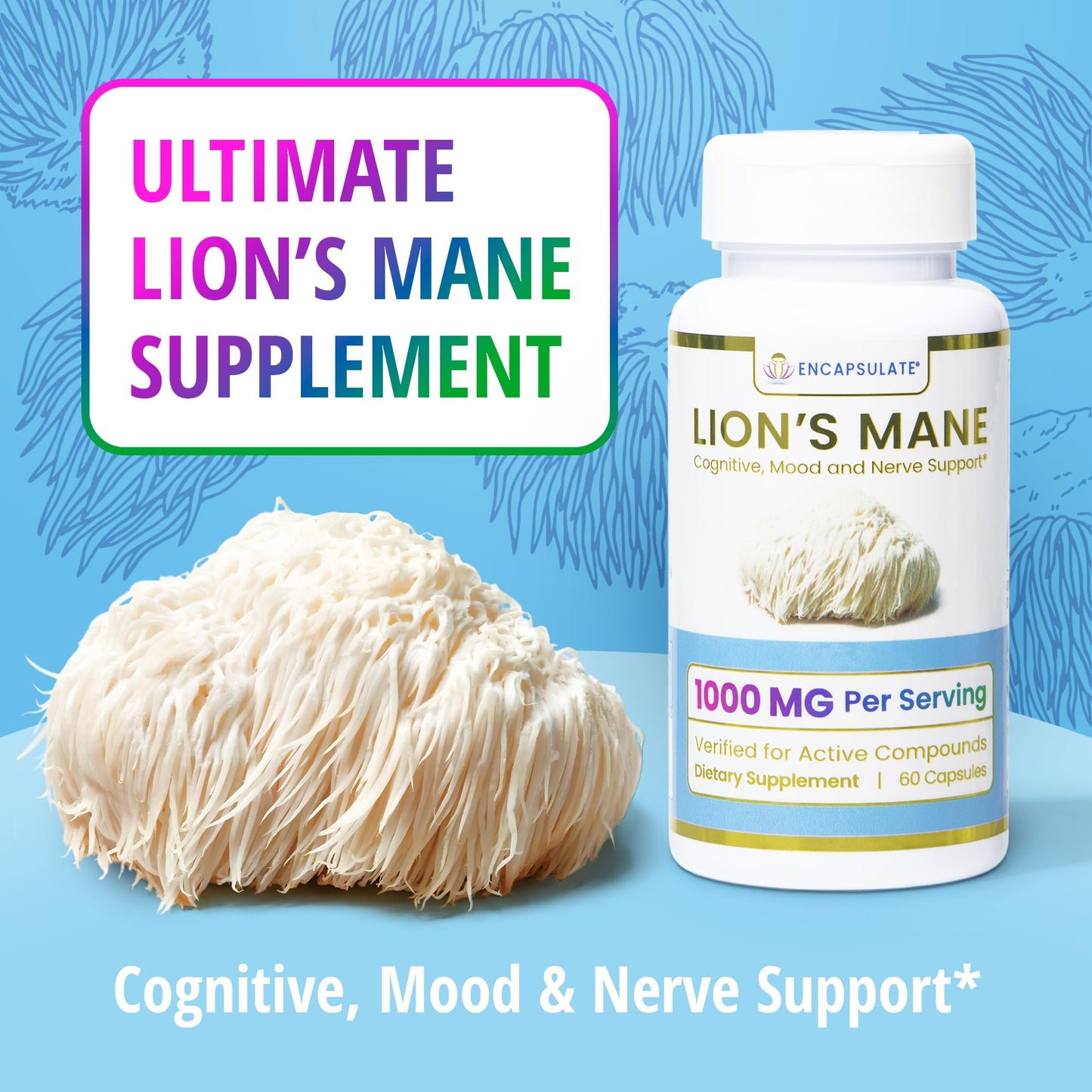ENCAPSULATE Lion’s Mane 8:1 Extract Capsules 60 Count