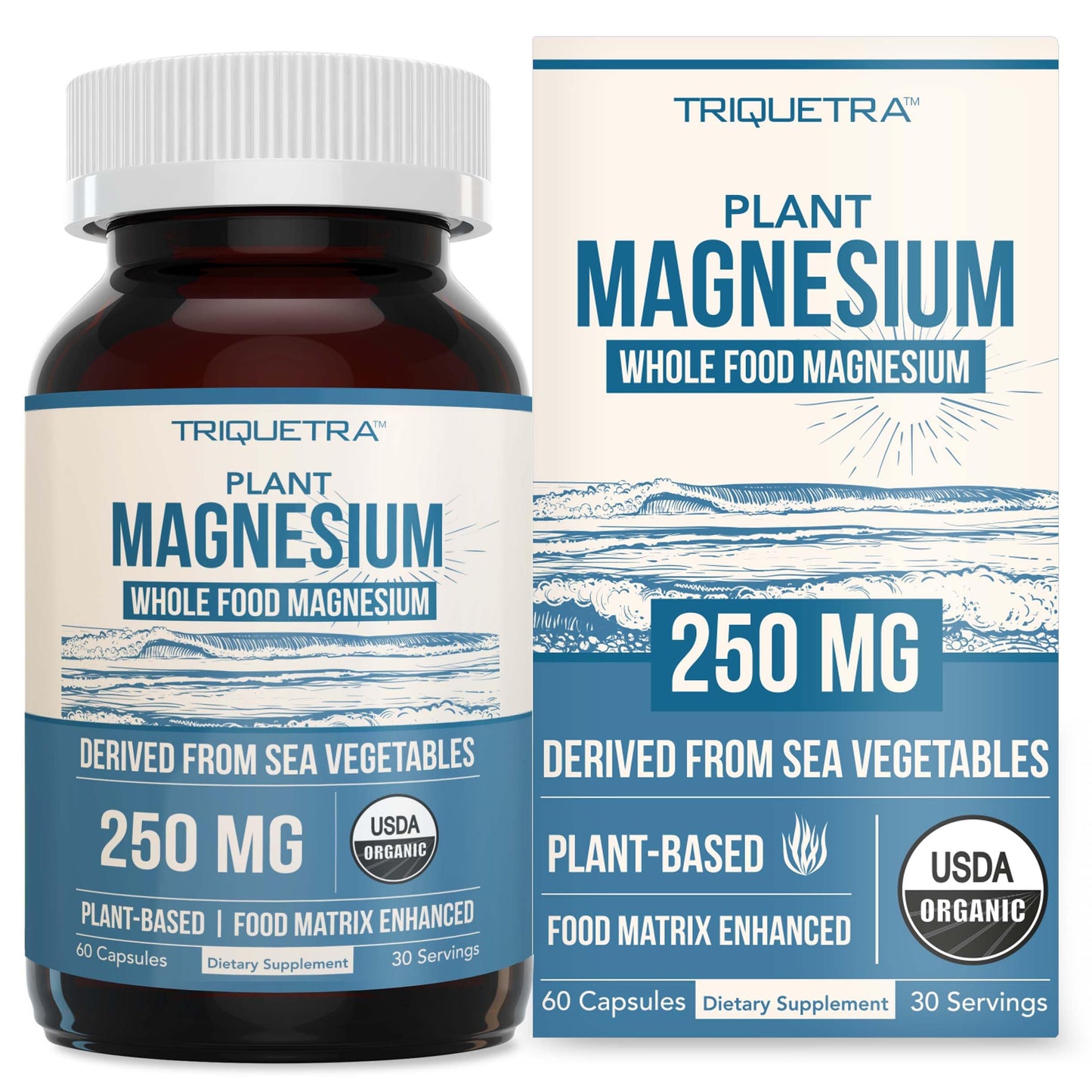 Triquetra Health Organic Whole Food Magnesium Supplement Capsule, 60 Count
