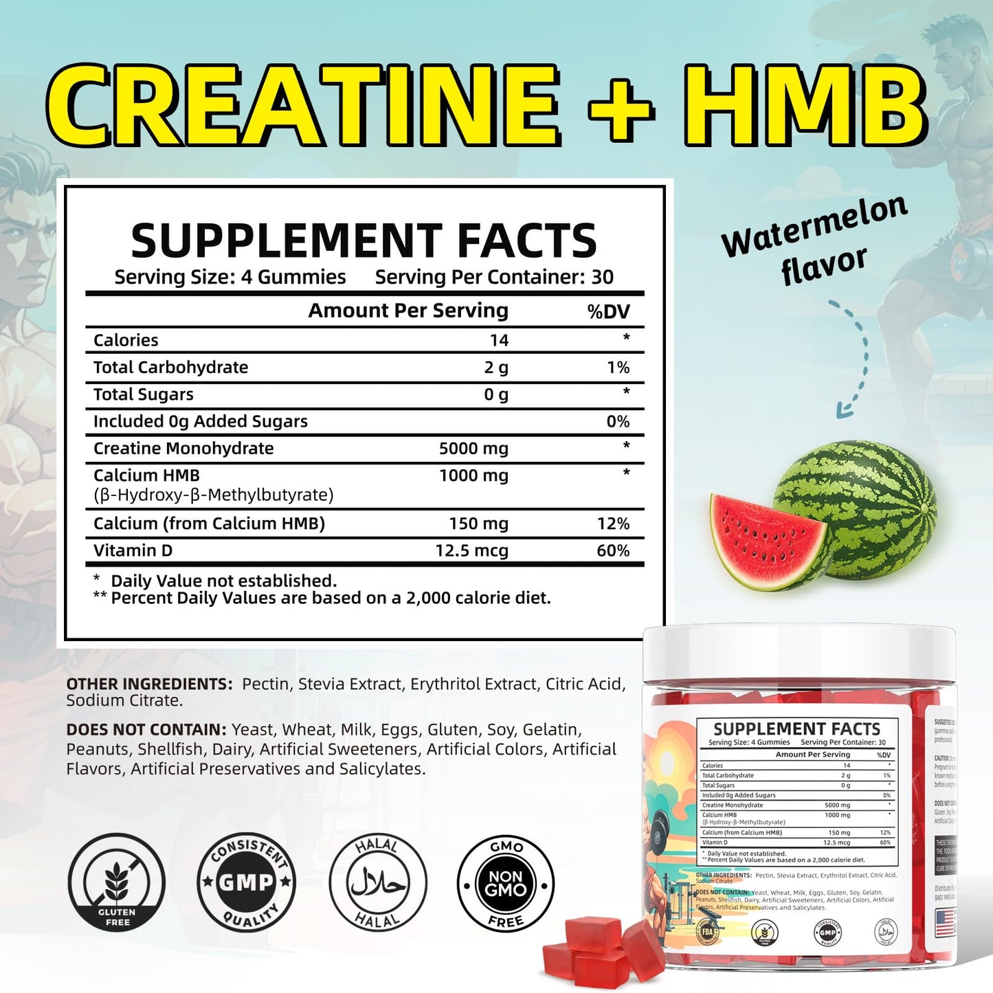 HEALOADING Creatine Monohydrate with HMB, 120 Gummies