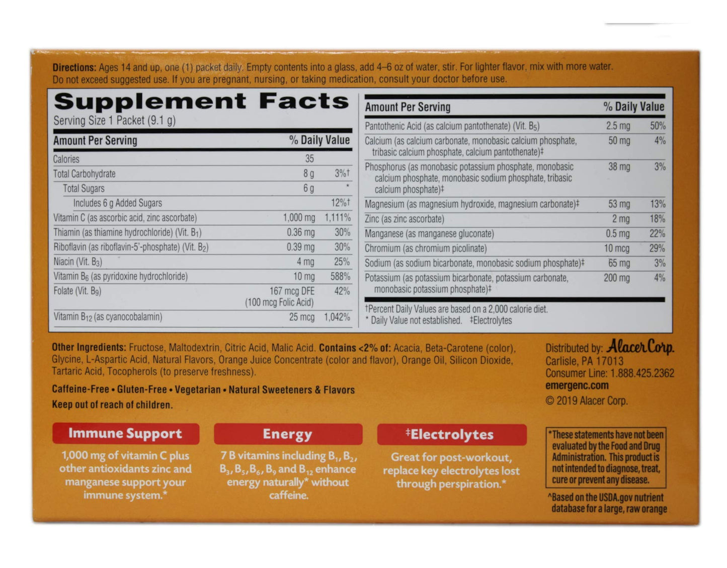 Emergen-C 1000 mg Vitamin C Capsule, 90 Count