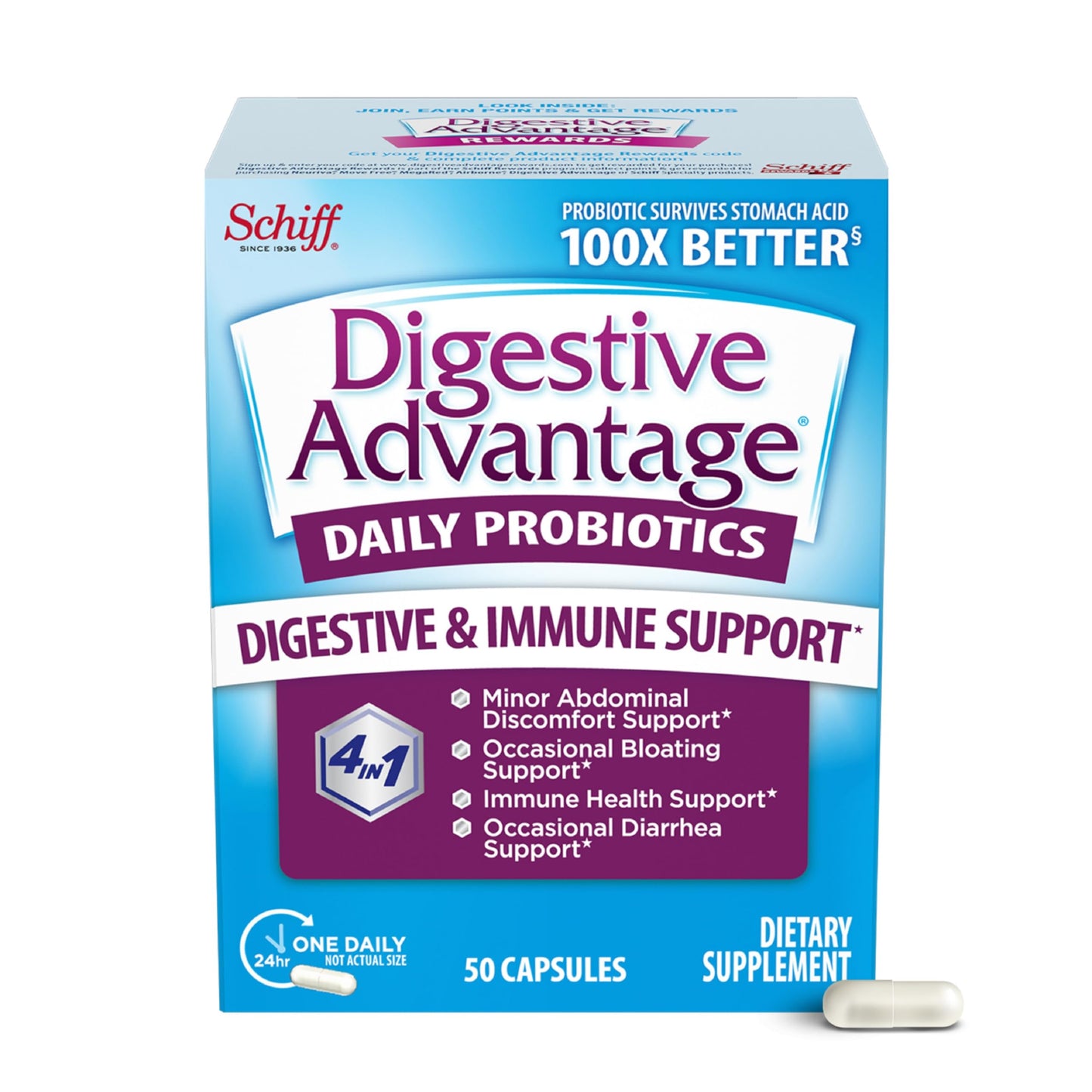 Digestive Advantage Probiotics for Digestive Health Capsules, 50 Count