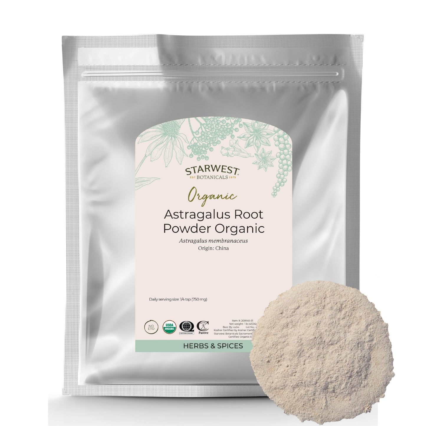 Starwest Botanicals Organic Astragalus Root Powder 16 oz