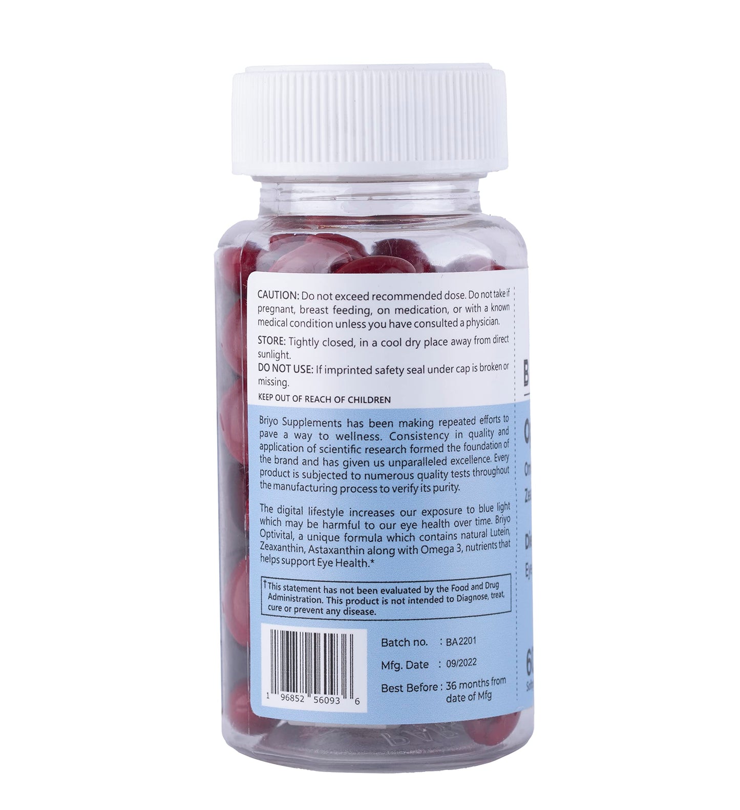 Briyosis OptiVital Eye Health Supplement – Lutein, Zeaxanthin, Astaxanthin & Omega-3 from Natural Sources – Supports Vision, Retinal Health & Eye Strain Relief 60 Capsules