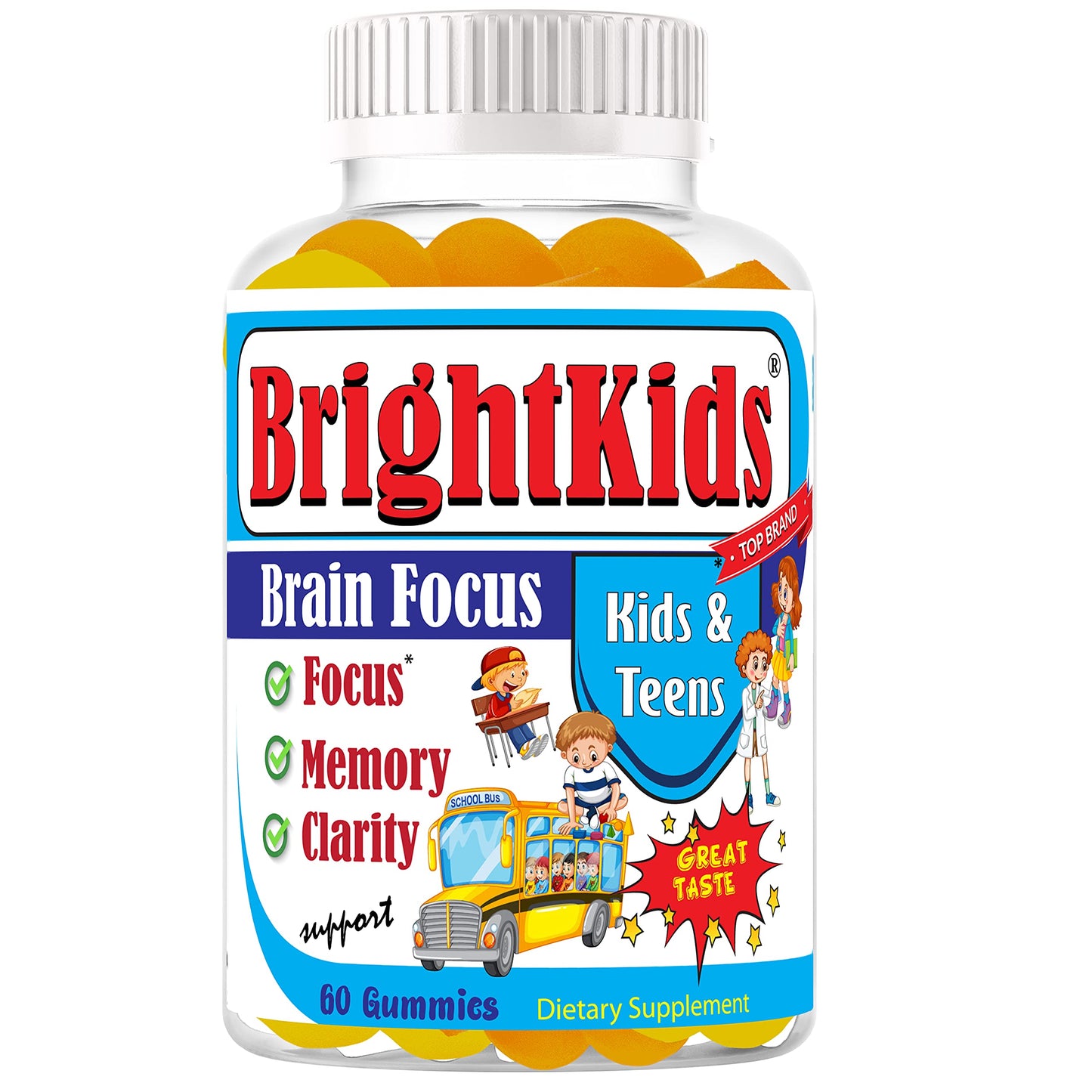 BrightKids Focus Gummies for Kids & Teens 60 Count