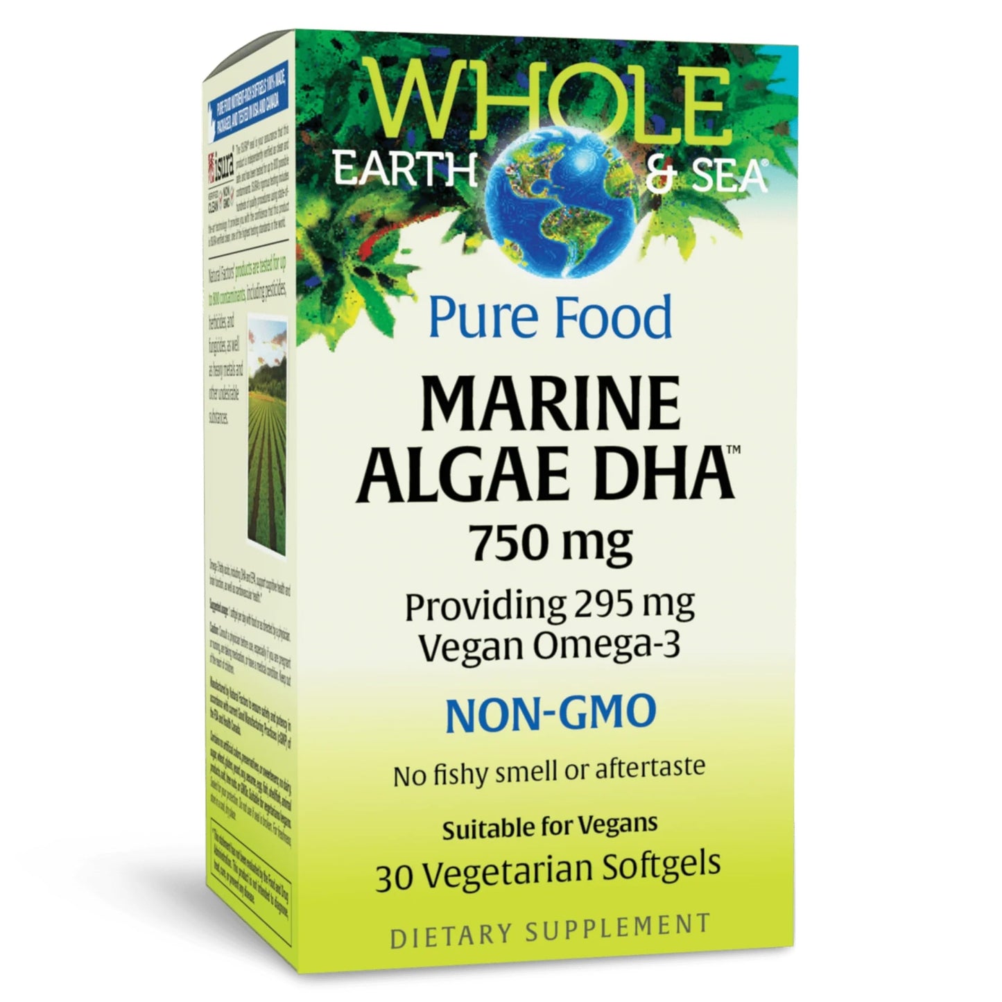 Natural Factors Whole Earth & Sea Marine Algae DHA Vegan Omega-3 Supplement Softgels 30