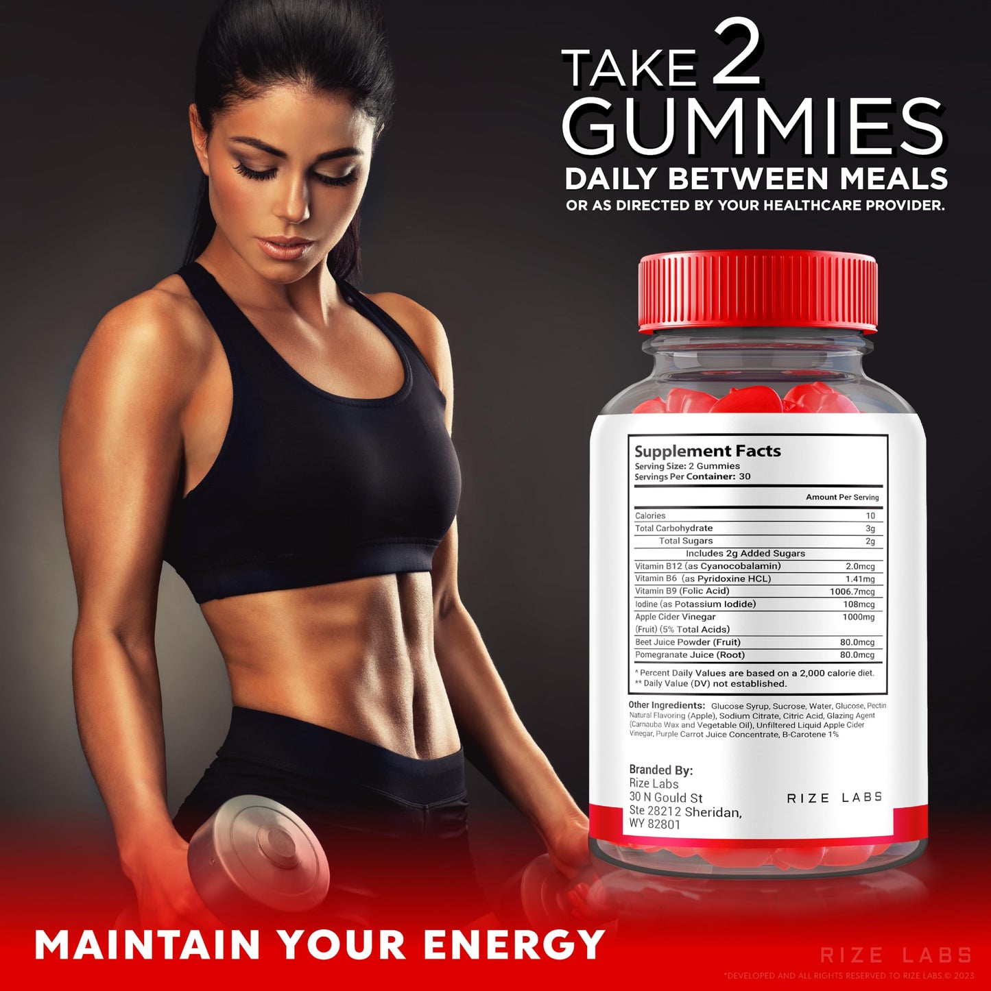 Rize Labs Slim Plus Keto ACV Gummies for Advanced Weight Loss, All Natural Apple Cider Vinegar Supplement, 180 Gummies