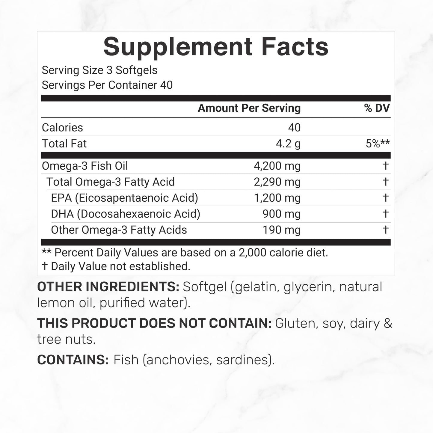 DEAL SUPPLEMENT Omega-3 Fish Oil 4,200 mg Per Serving Softgels 120 Count