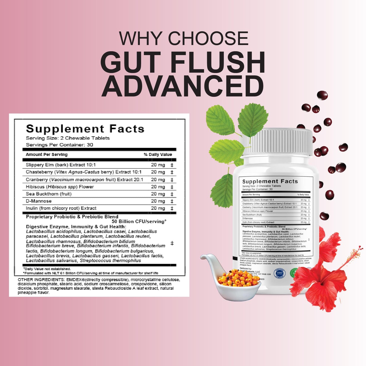 BLUE VIBE GutFlush Advanced Chewables, 180 Count