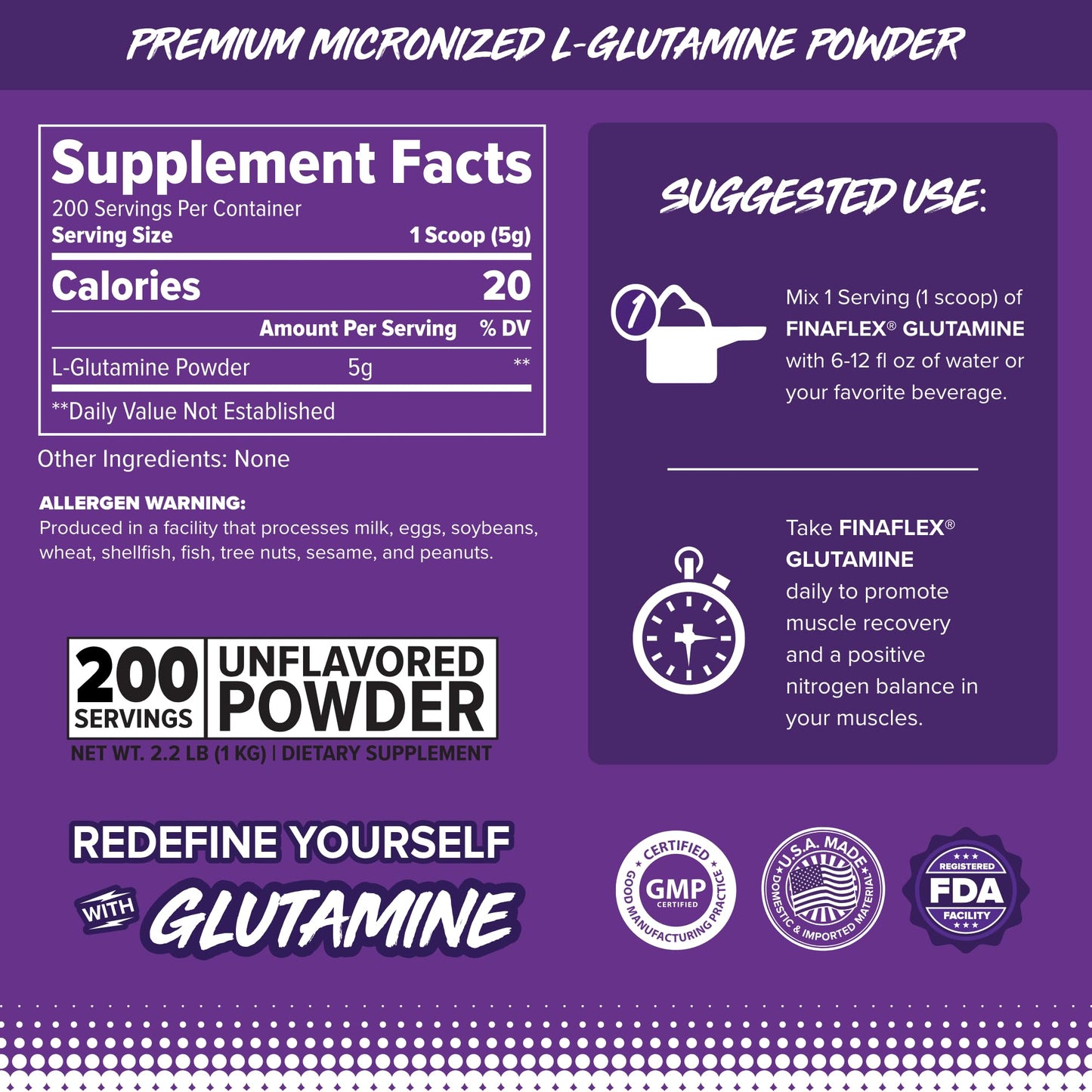 FINAFLEX Pure L-Glutamine Powder 35.2 oz
