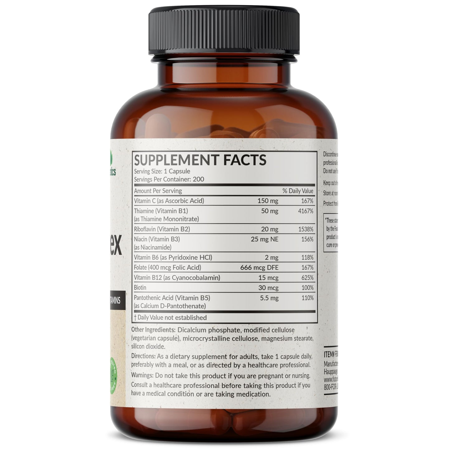 Futurebiotics Vitamin B Complex with Vitamin C 200 Capsules