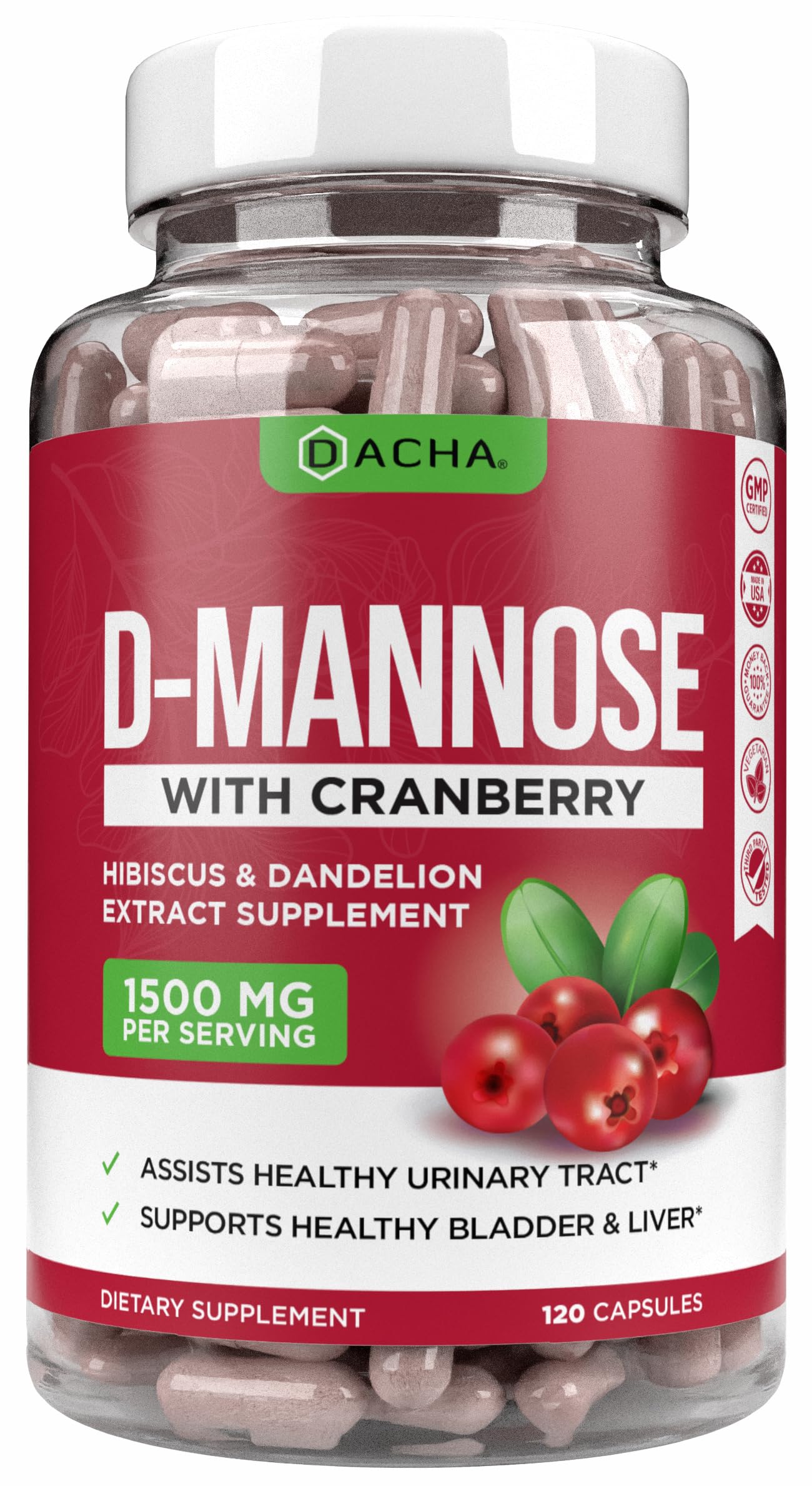 DACHA Natural D-Mannose 4-in-1 Formula, 120 Capsules
