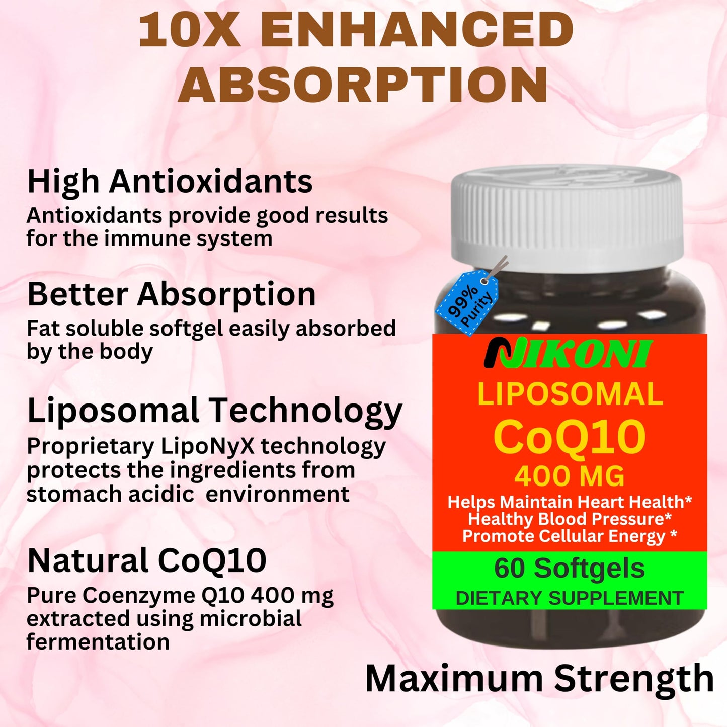 Nikoni Liposomal CoQ10 400 mg Softgel, 60 Softgels