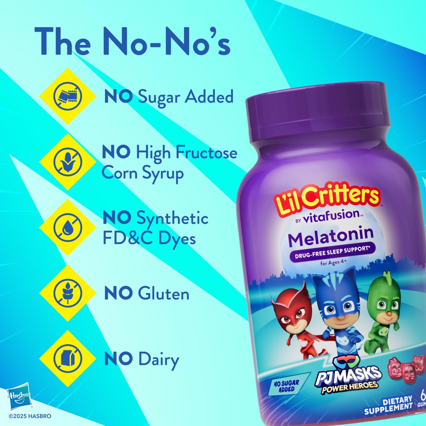 Lil Critters PJ Masks Melatonin Gummies, 60 Count