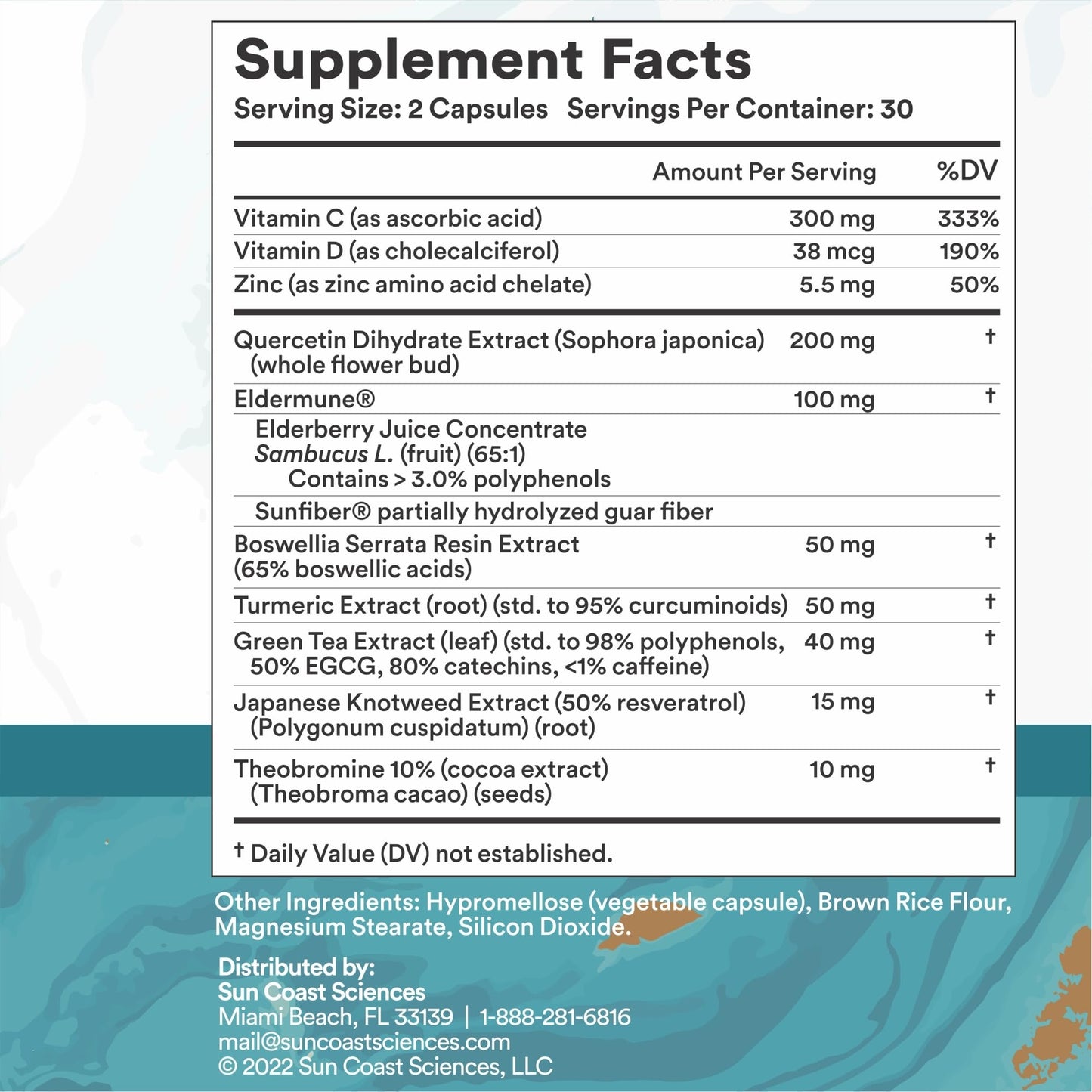 SUN COAST SCIENCES BioShield MD Premium Immunity Support with Vitamin C, Vitamin D, Zinc Capsules 60
