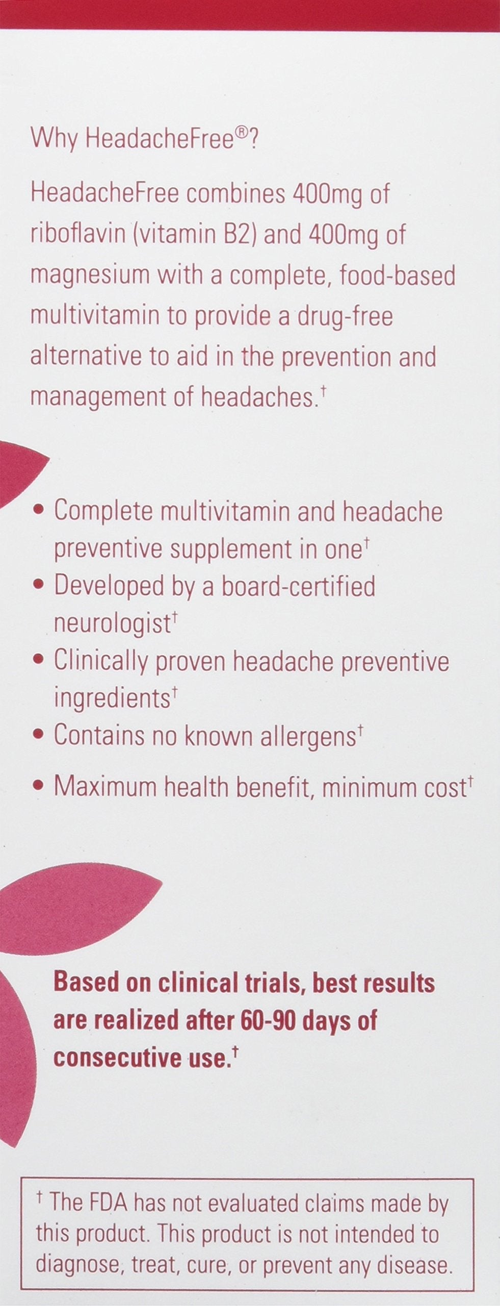 HeadacheFree Complete Multivitamin Tablet 60 Count