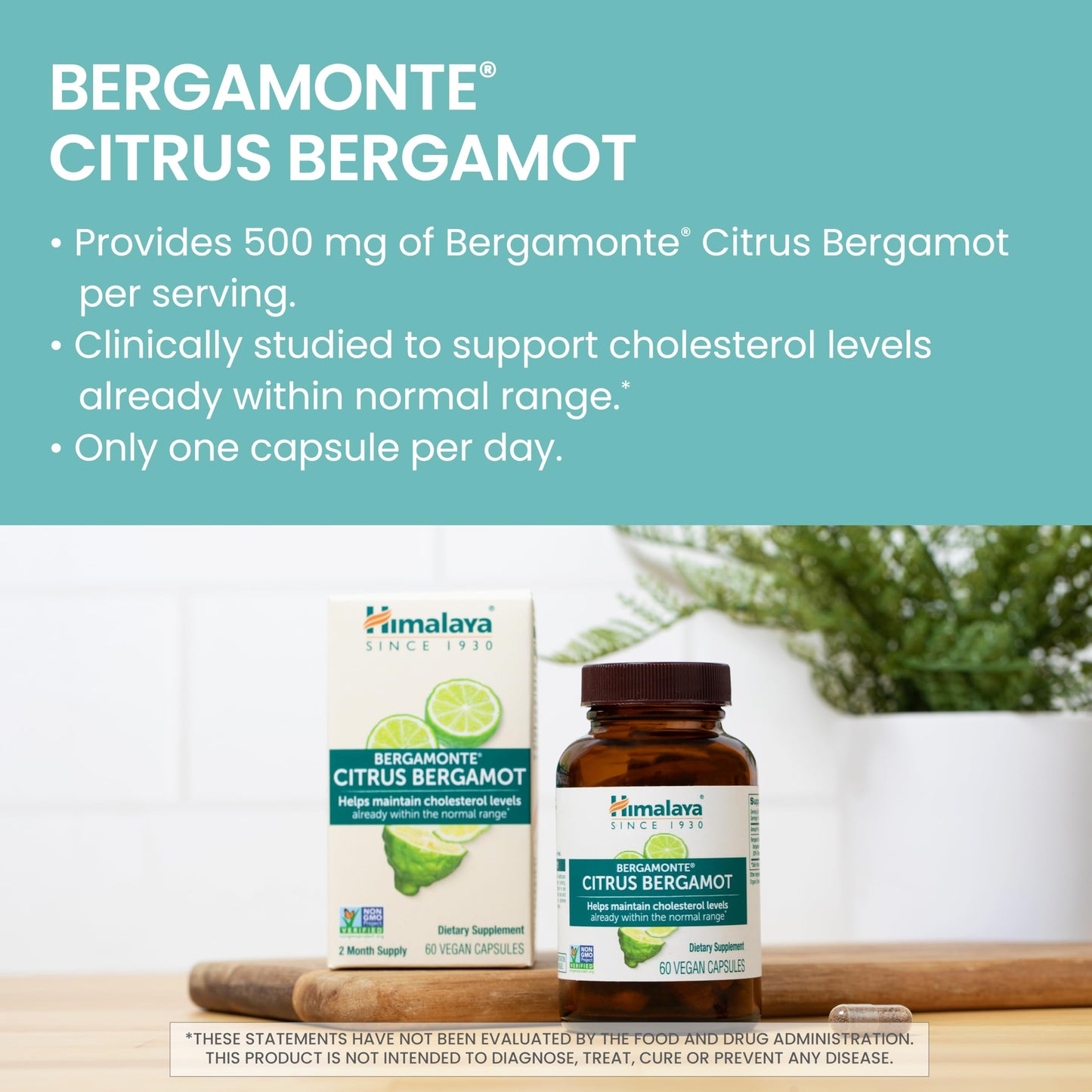 Himalaya Citrus Bergamot 500 mg Bergamonte Extract Capsules, 60 Count