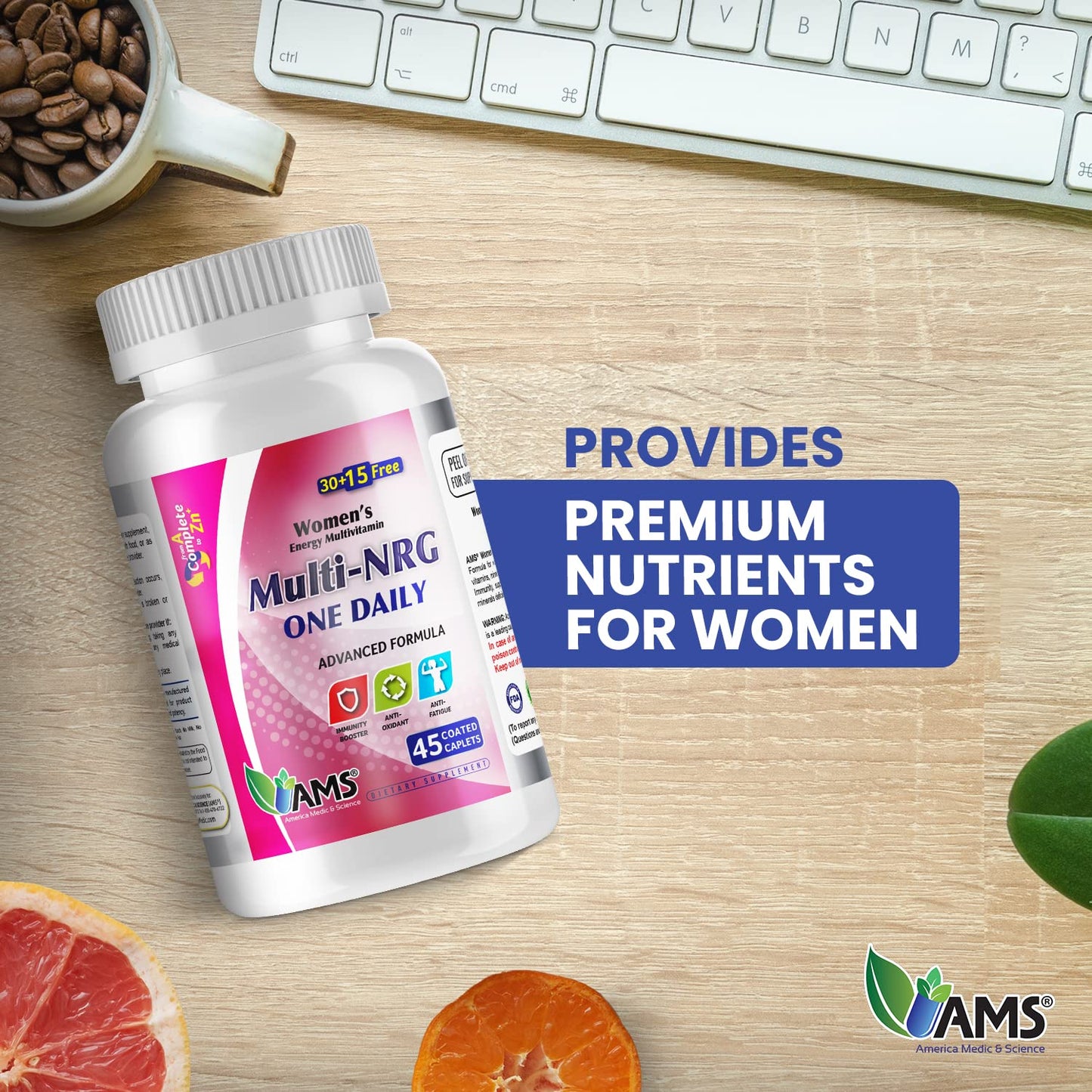 America Medic & Science Multivitamins for Women Multi-NRG Capsules, 45 Count