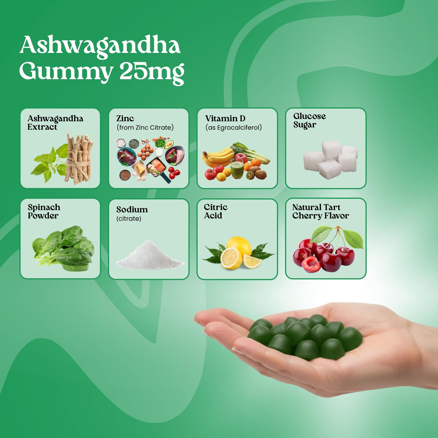 VITA GLOBE Ashwagandha Gummies 25mg 30 Count