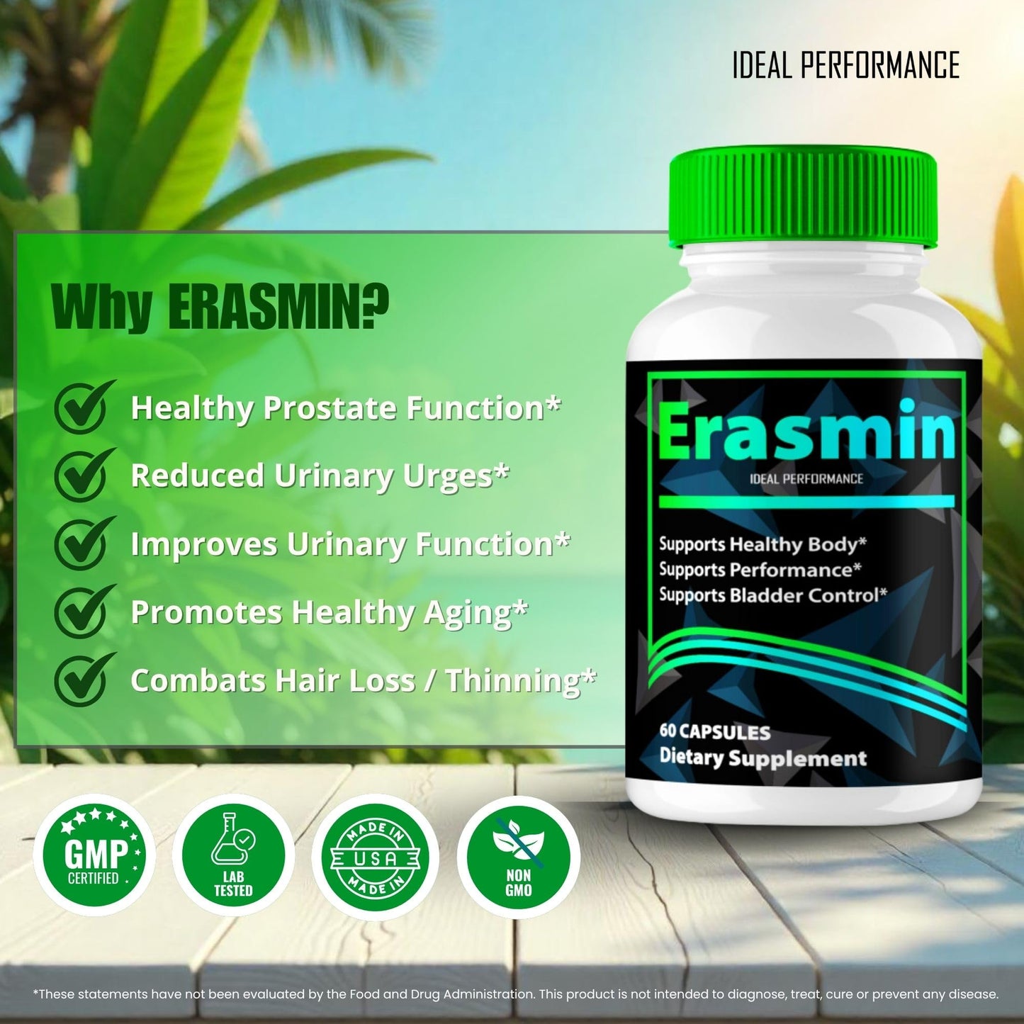 IDEAL PERFORMANCE Erasmin Prostate Health 180 Capsules