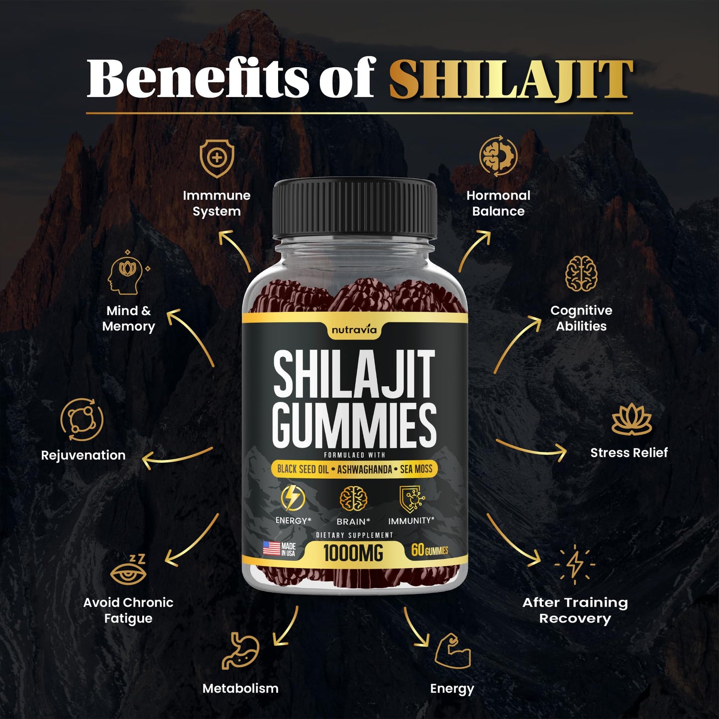 Nutravia Shilajit Gummies 60 Count