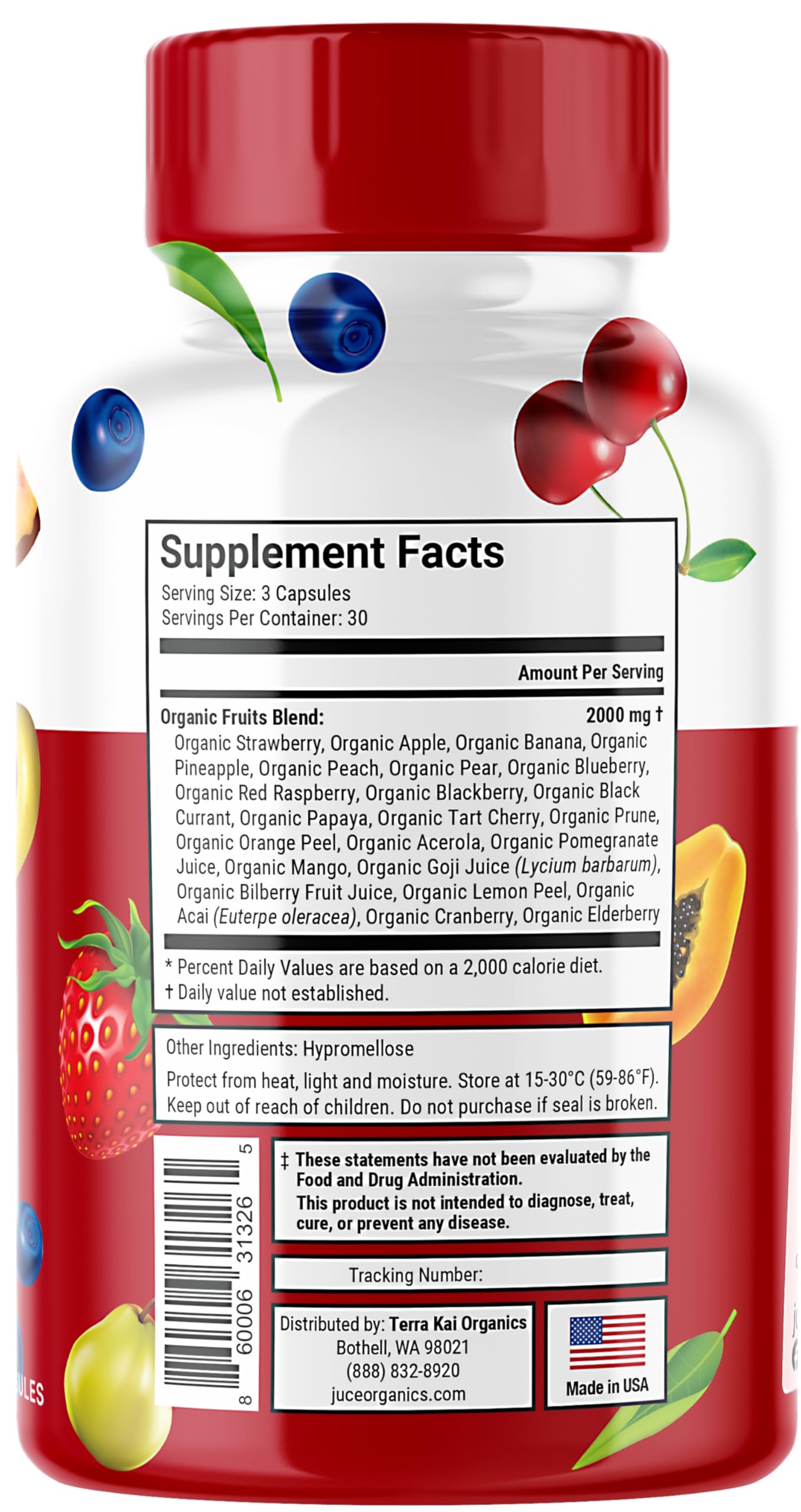 Terra Kai Organics Juce Formula Organic Super Fruit Capsules 90 Count