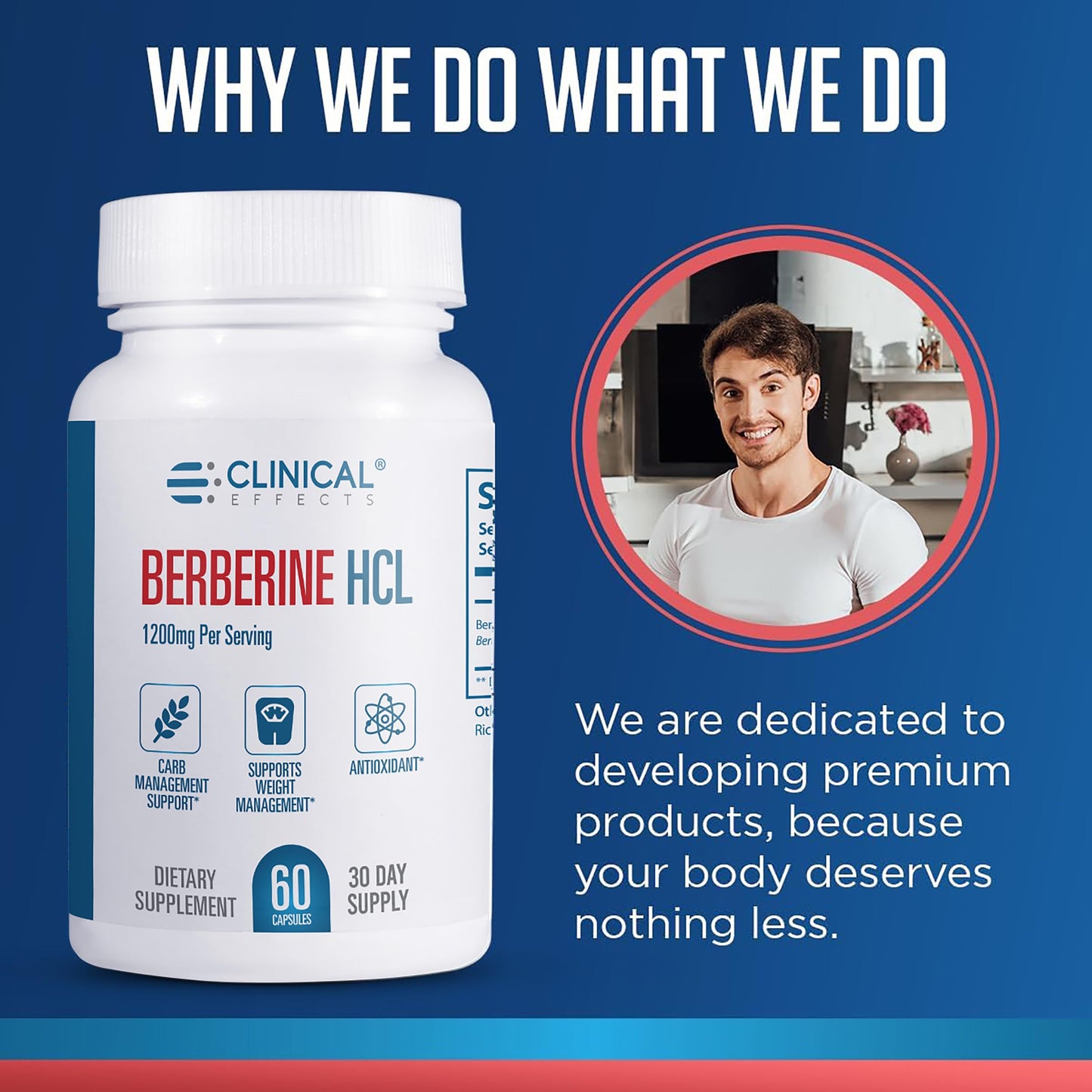 Clinical Effects Berberine HCL - Pure Berberine 1200mg - Liver Support - Vegan Supplement Capsules, 60 Count