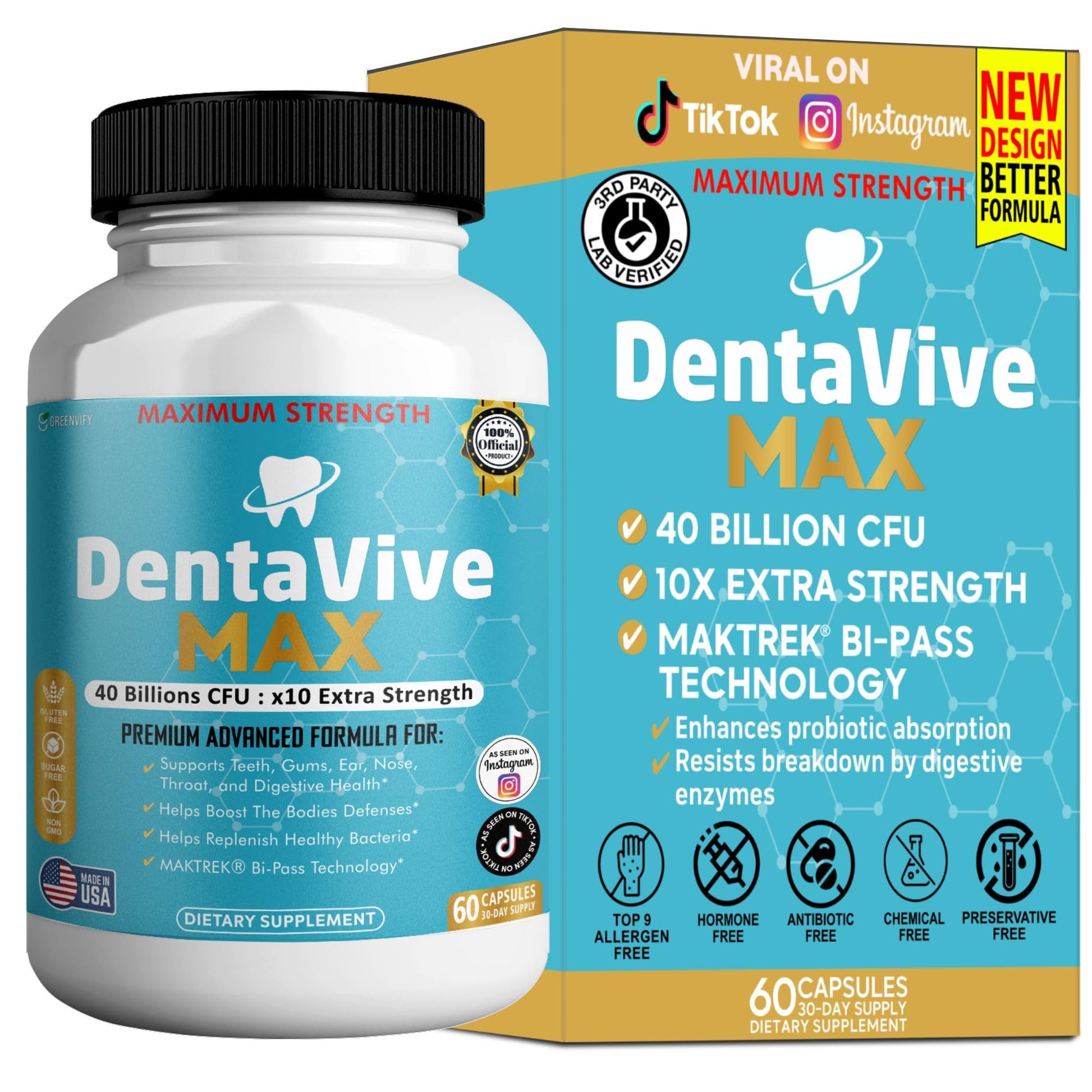 GREENVIFY DentaVive Max Probiotic Supplement 60 Capsules