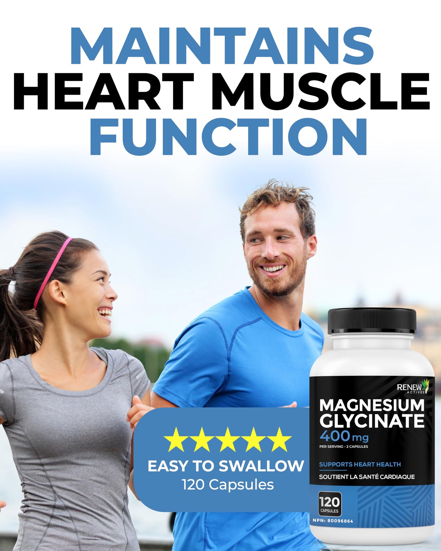 Renew Actives Magnesium Glycinate 400mg per 2 Capsules, 120 Capsules