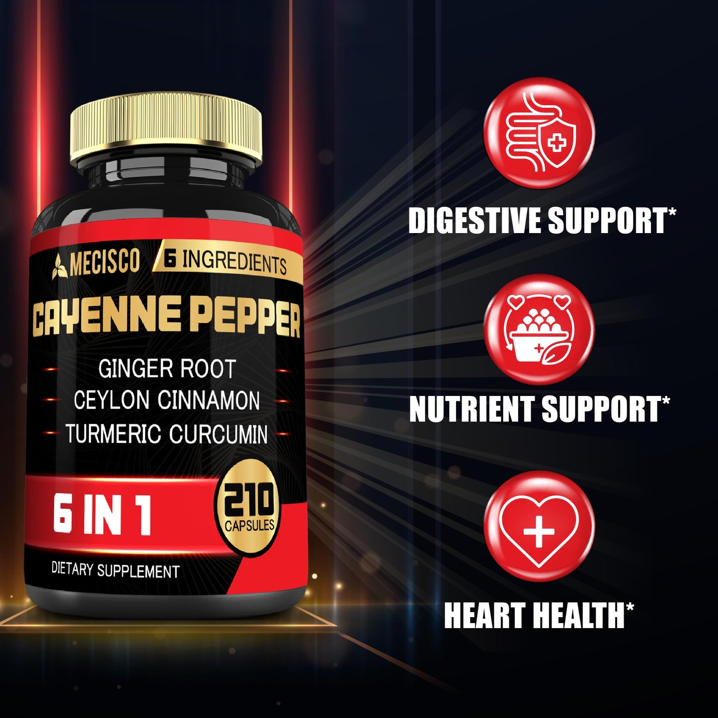 Mecisco 6in1 Cayenne Pepper Extract Capsules, 210 Capsules