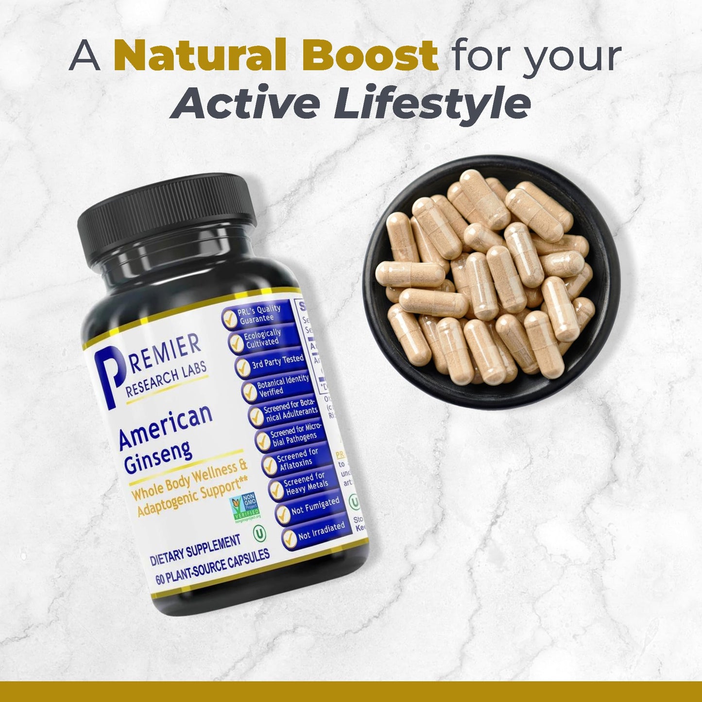 Premier Research Labs American Ginseng Supplement Capsule 60 Count